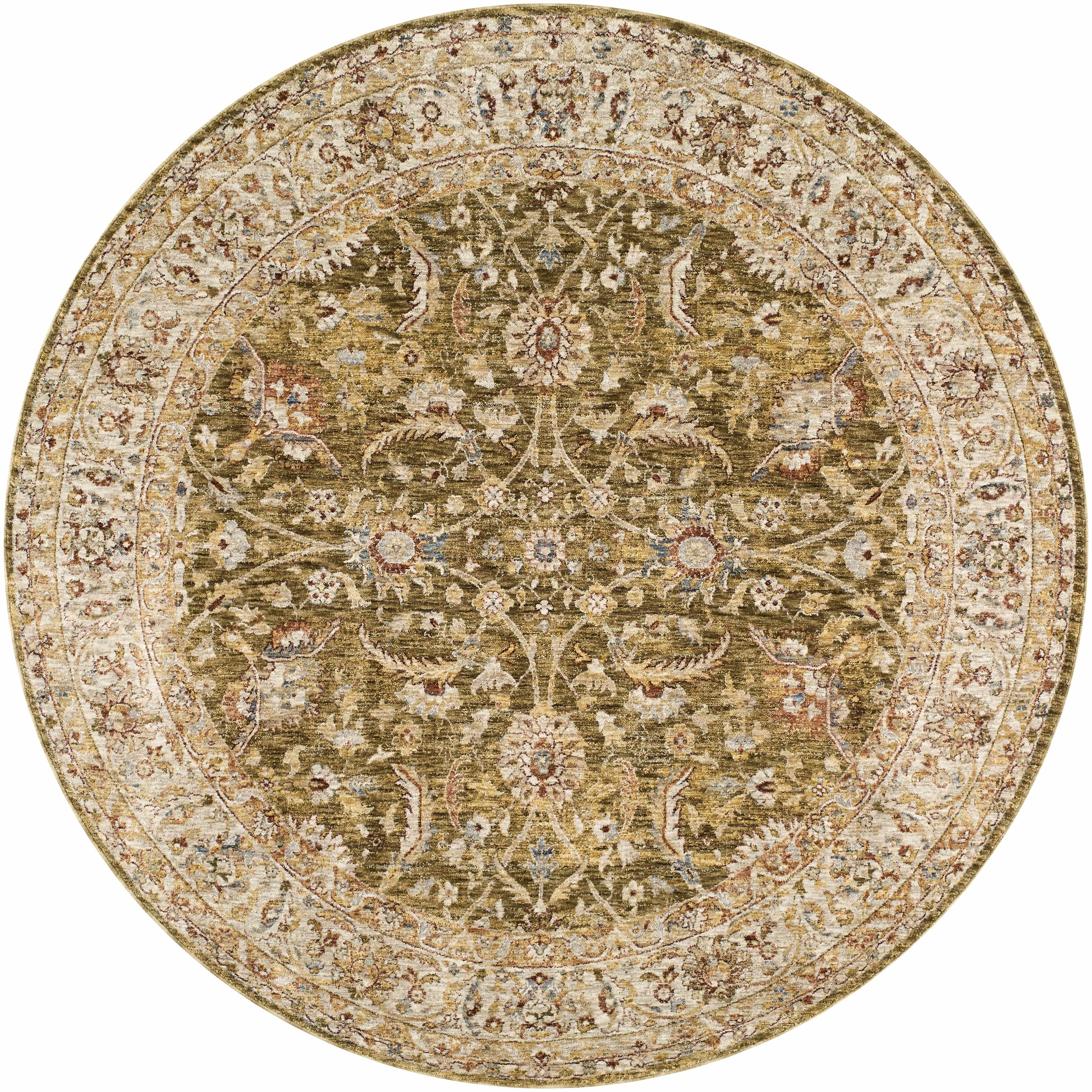 Dyan Green Textured Rug with Fringes