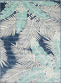 Thebarton Coastal Blue Palm Outdoor Area Rug