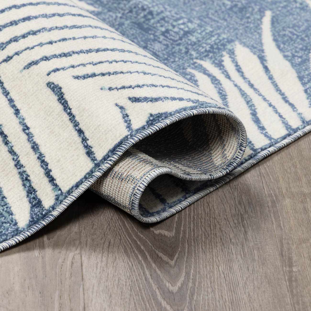 Thebarton Coastal Blue Palm Outdoor Area Rug