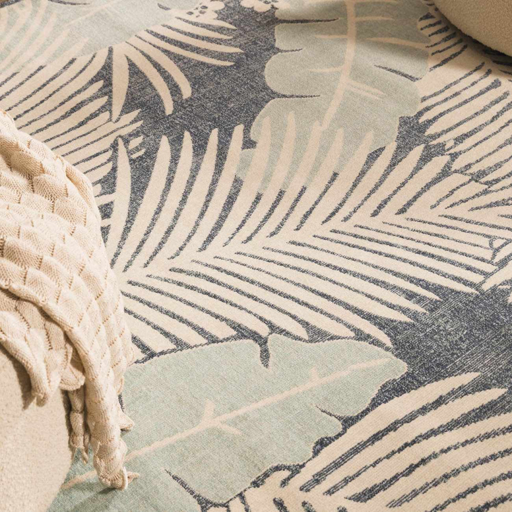 Thebarton Coastal Blue Palm Outdoor Area Rug