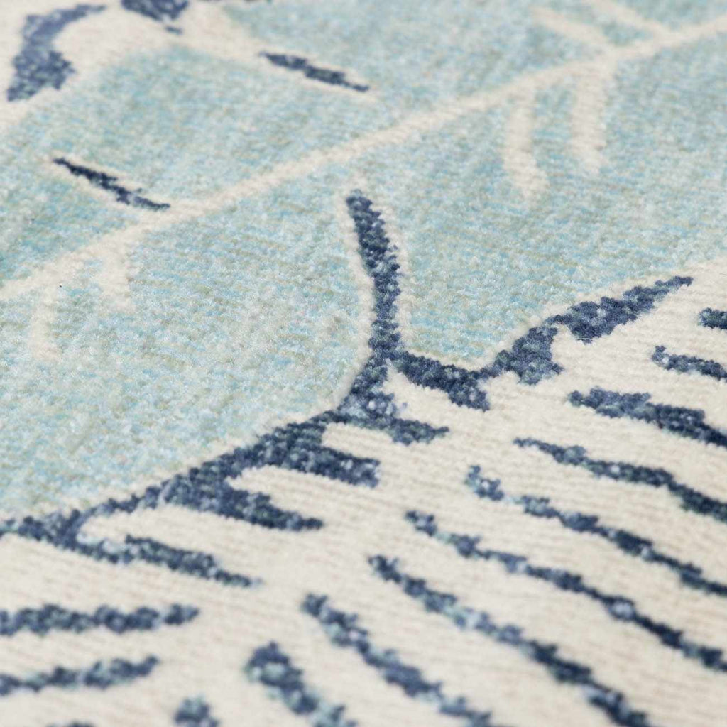 Thebarton Coastal Blue Palm Outdoor Area Rug