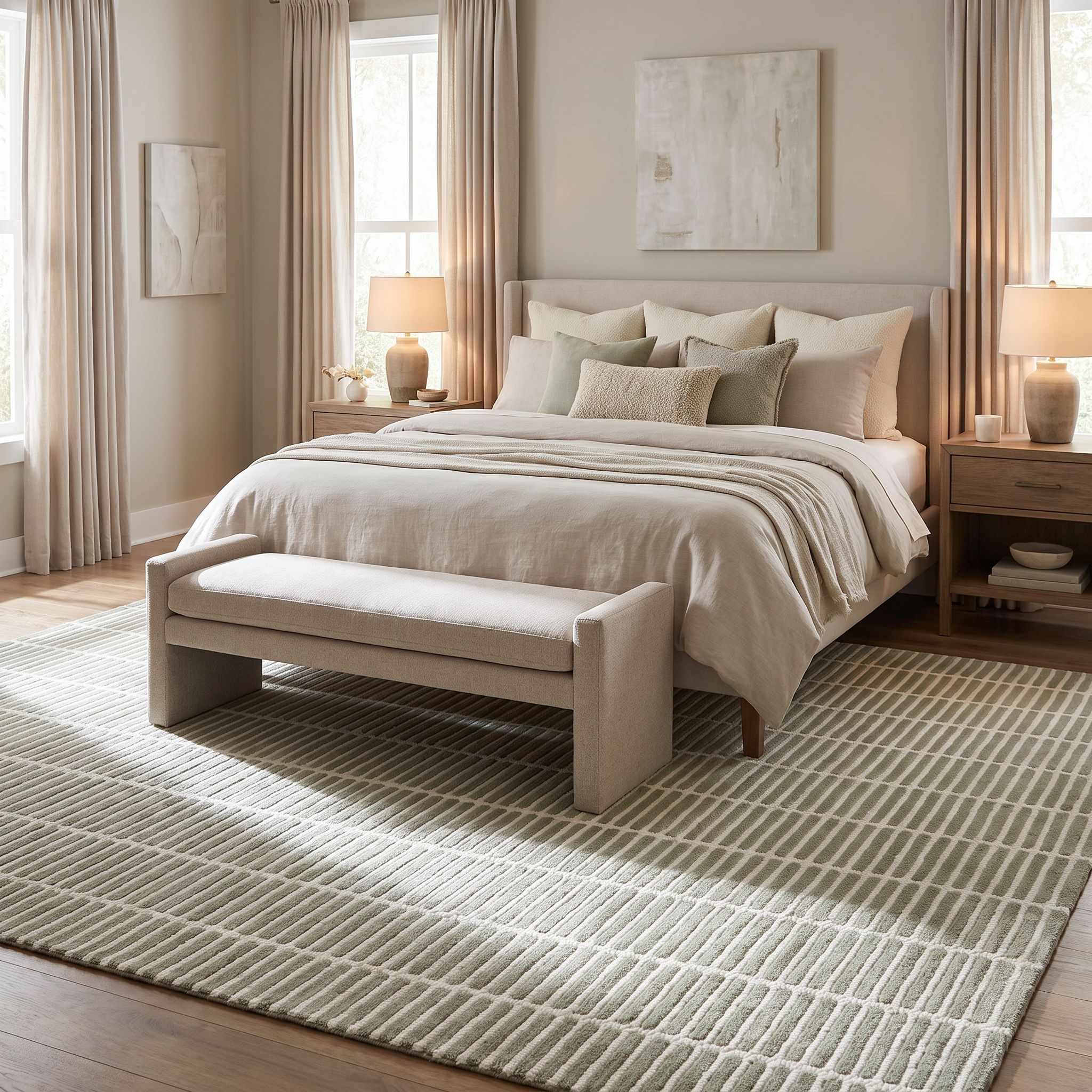 Finial Olive Wool Area Rug