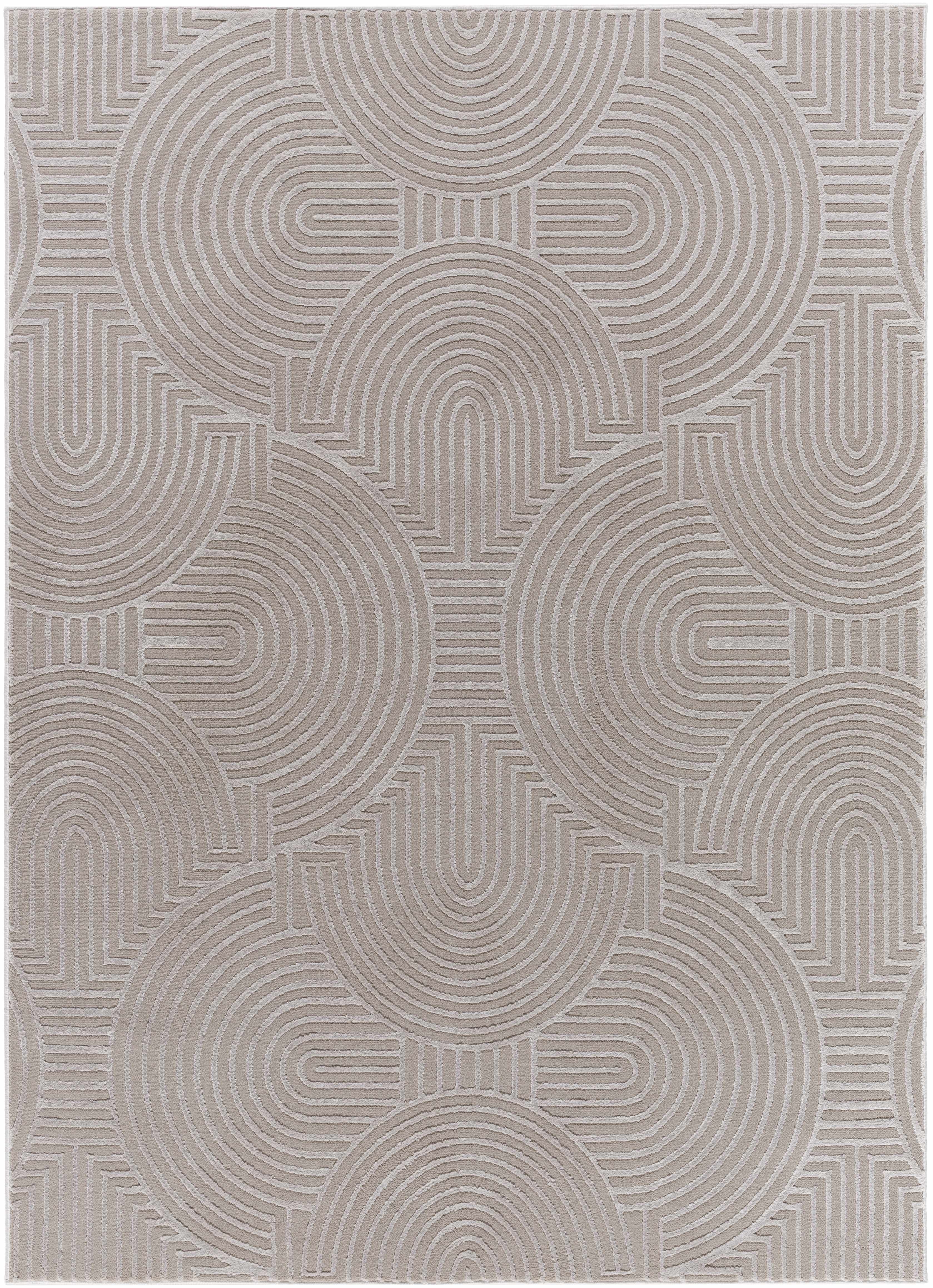 Aucoin Taupe 3D Rainbow Washable Area Rug