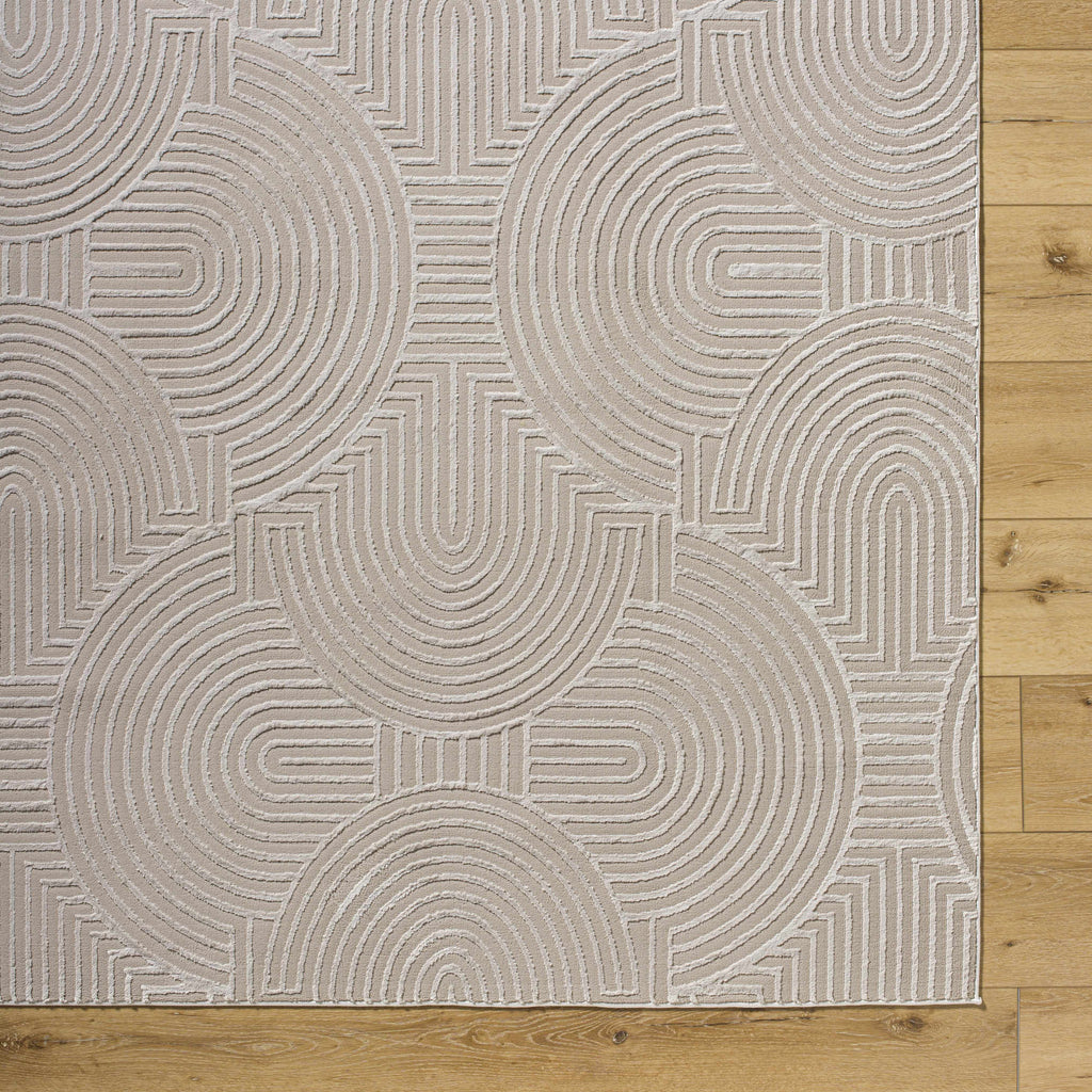 Aucoin Taupe 3D Rainbow Washable Area Rug