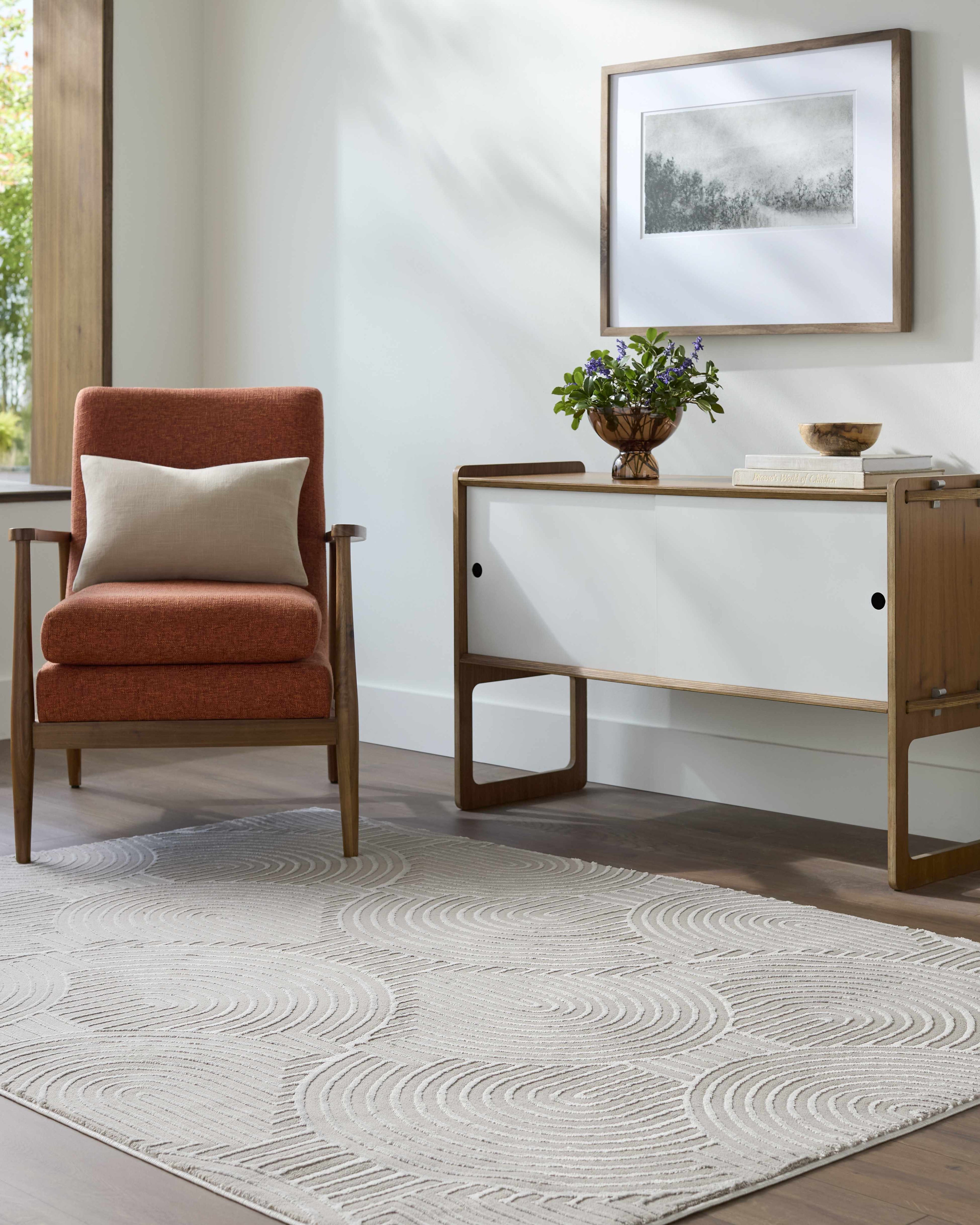 Aucoin Taupe 3D Rainbow Washable Area Rug