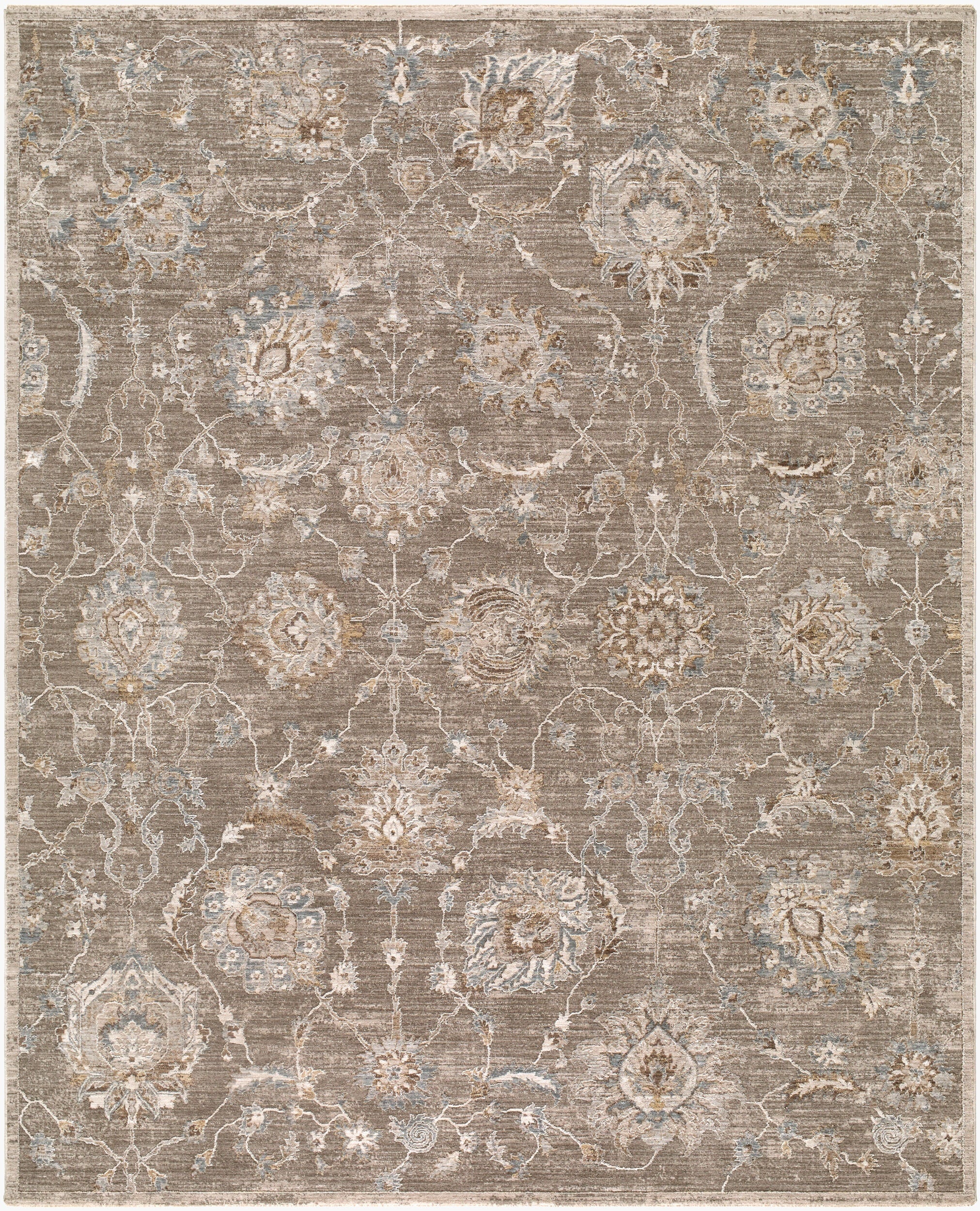 Wokii Gray Floralnature Area Rug