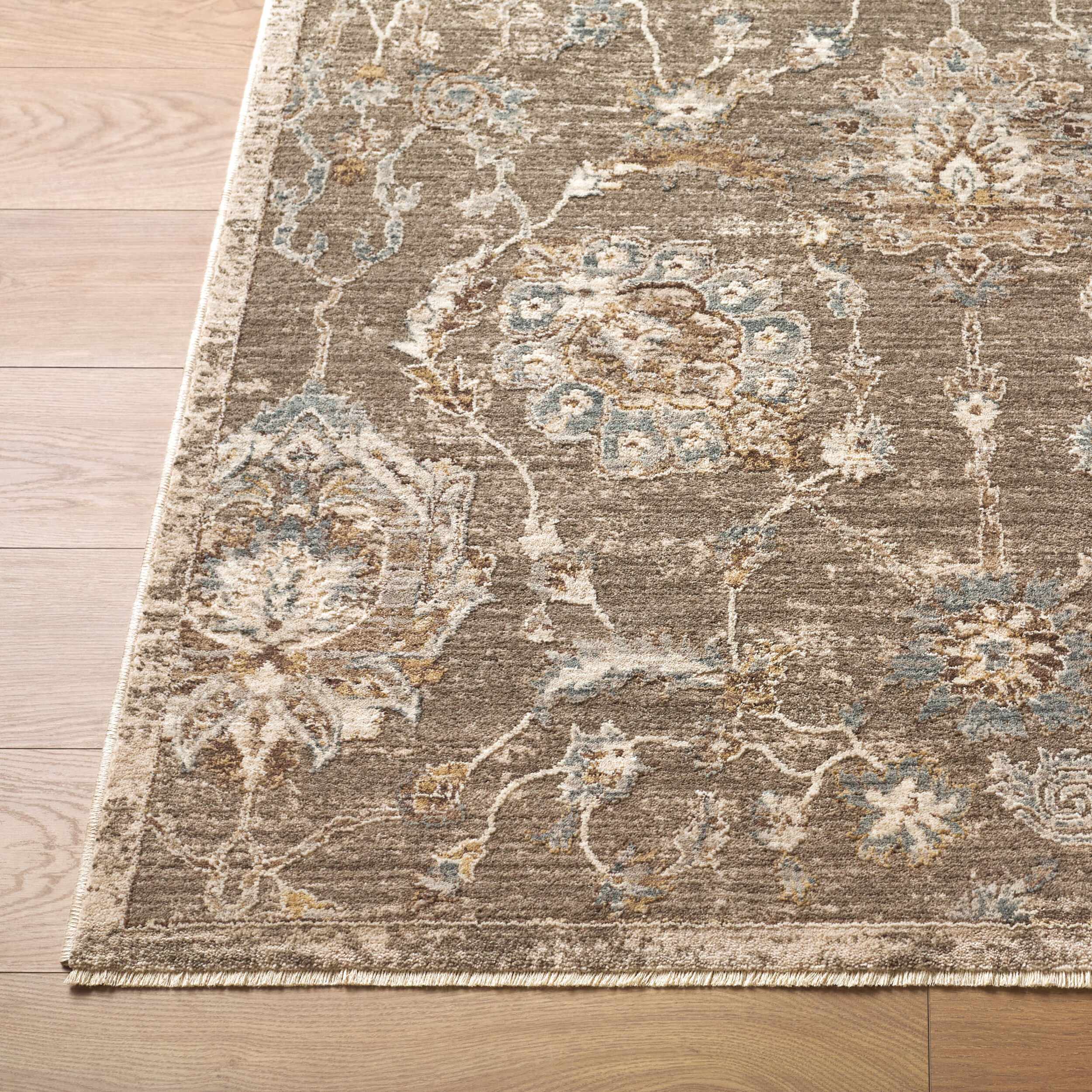 Wokii Gray Floralnature Area Rug