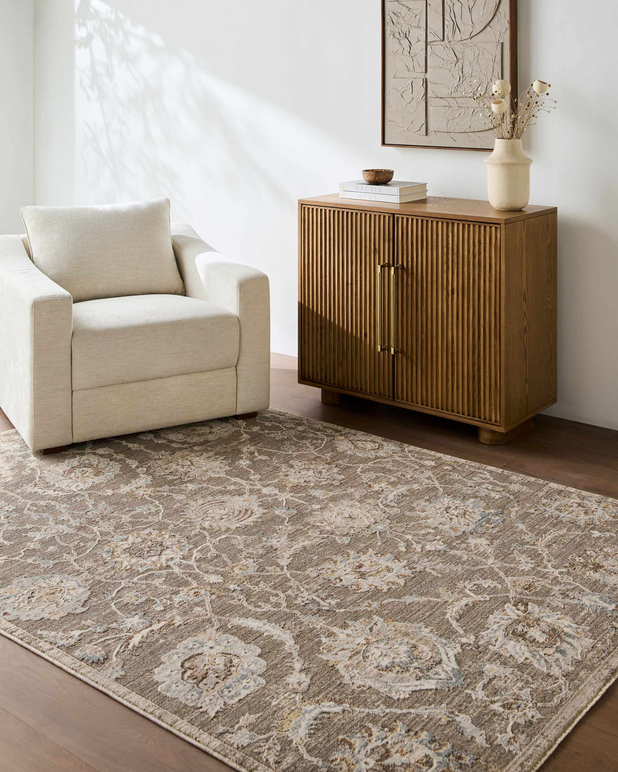 Wokii Gray Floralnature Area Rug