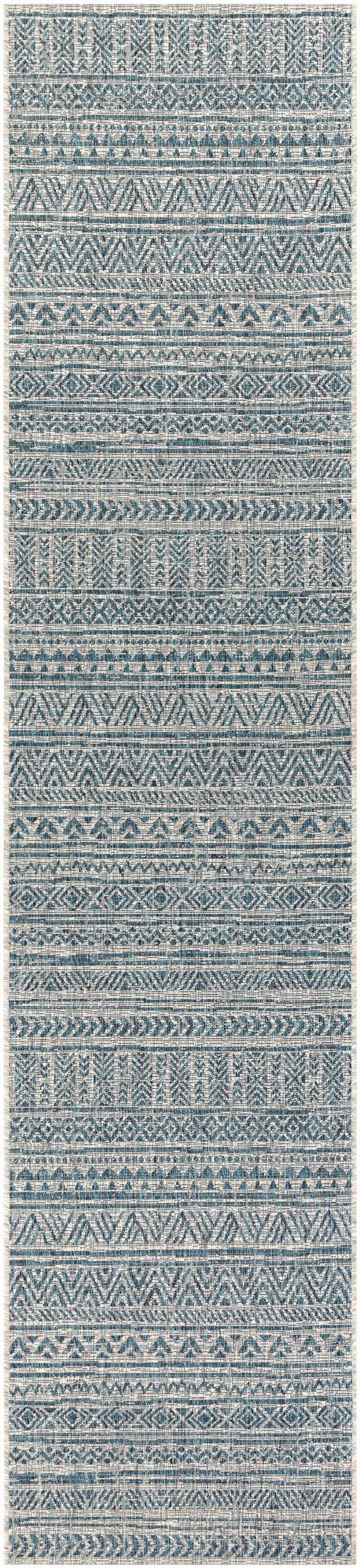 Novato Aqua All Over Pattern Performance Outdoor Rug