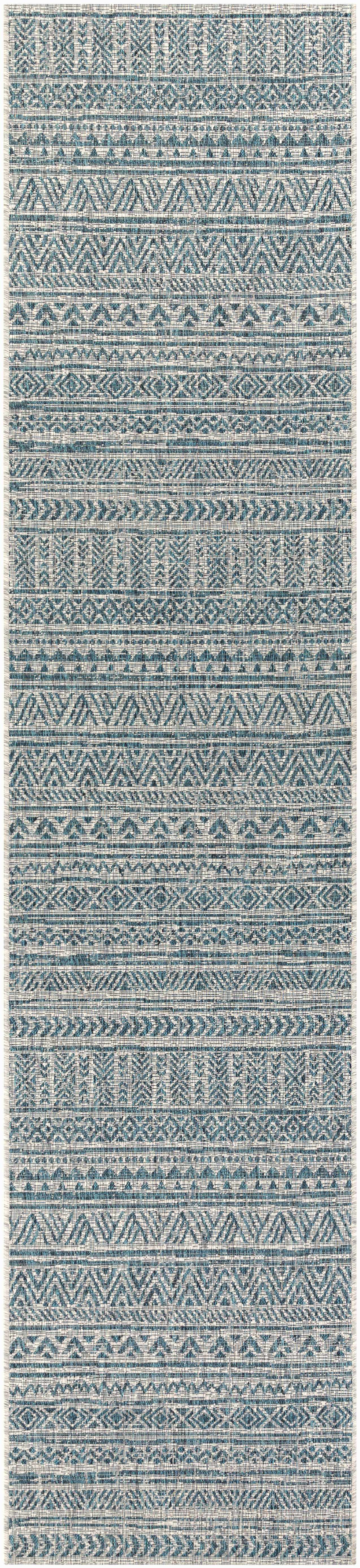 Novato Aqua All Over Pattern Performance Outdoor Rug
