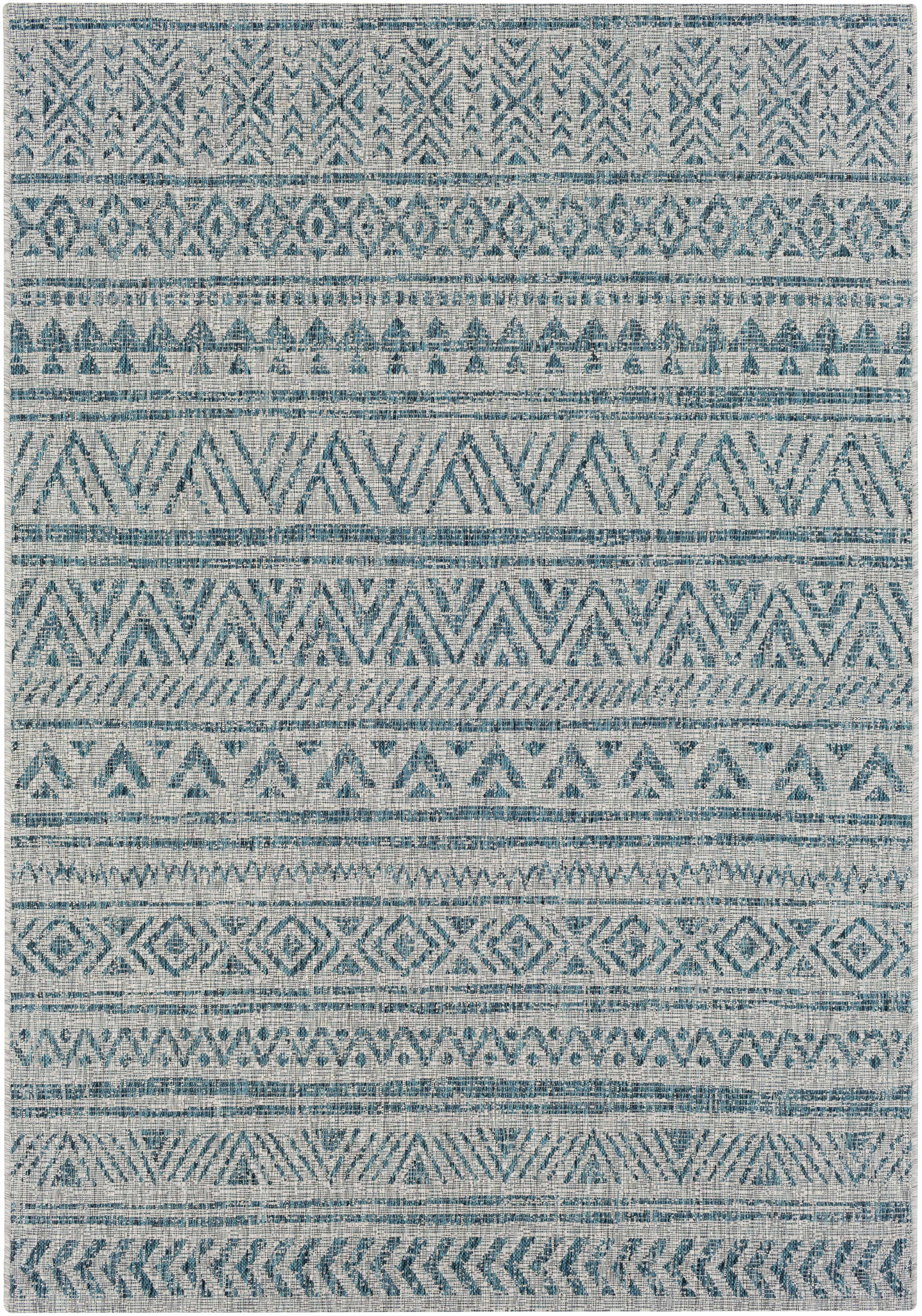 Novato Aqua All Over Pattern Performance Outdoor Rug