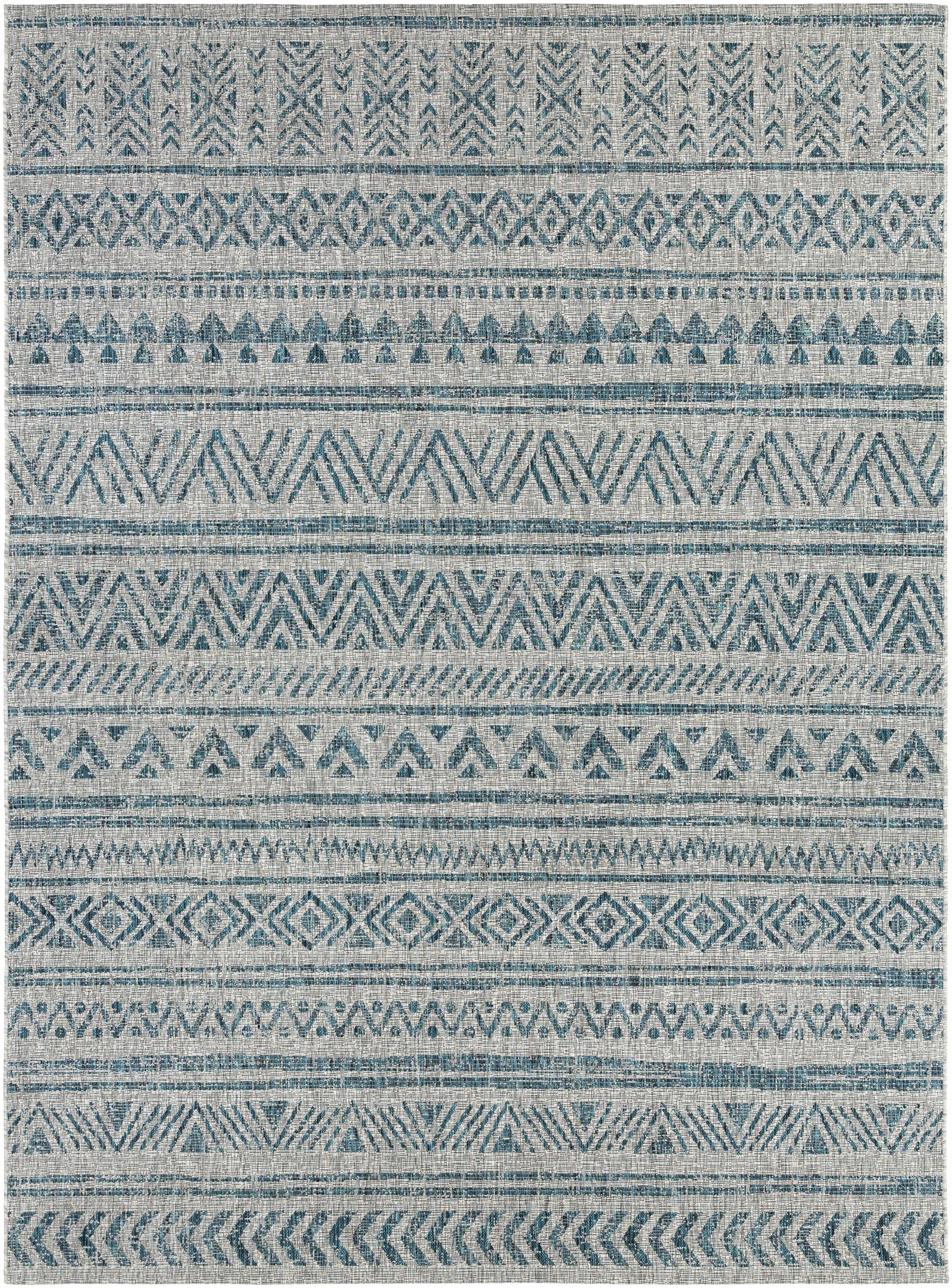 Novato Aqua All Over Pattern Performance Outdoor Rug