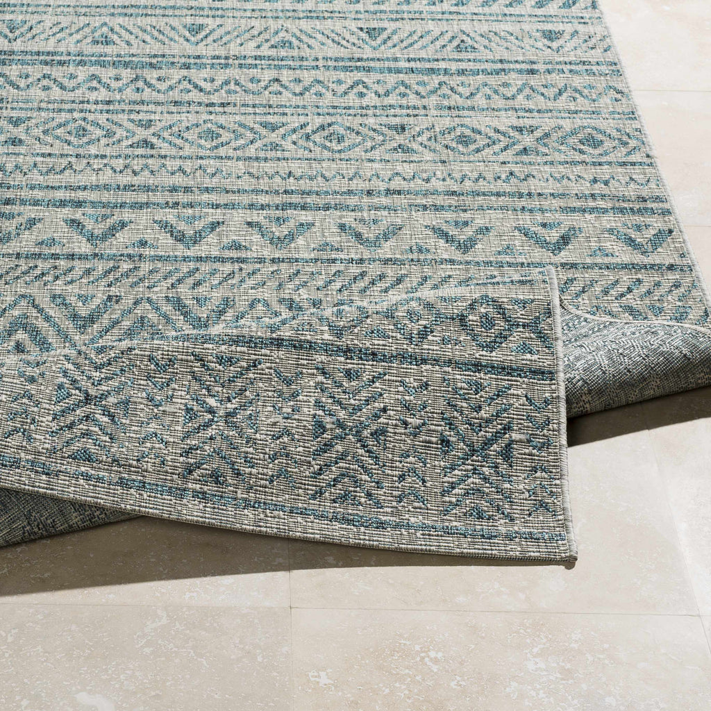 Novato Aqua All Over Pattern Performance Outdoor Rug