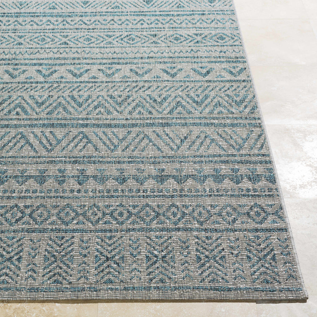 Novato Aqua All Over Pattern Performance Outdoor Rug