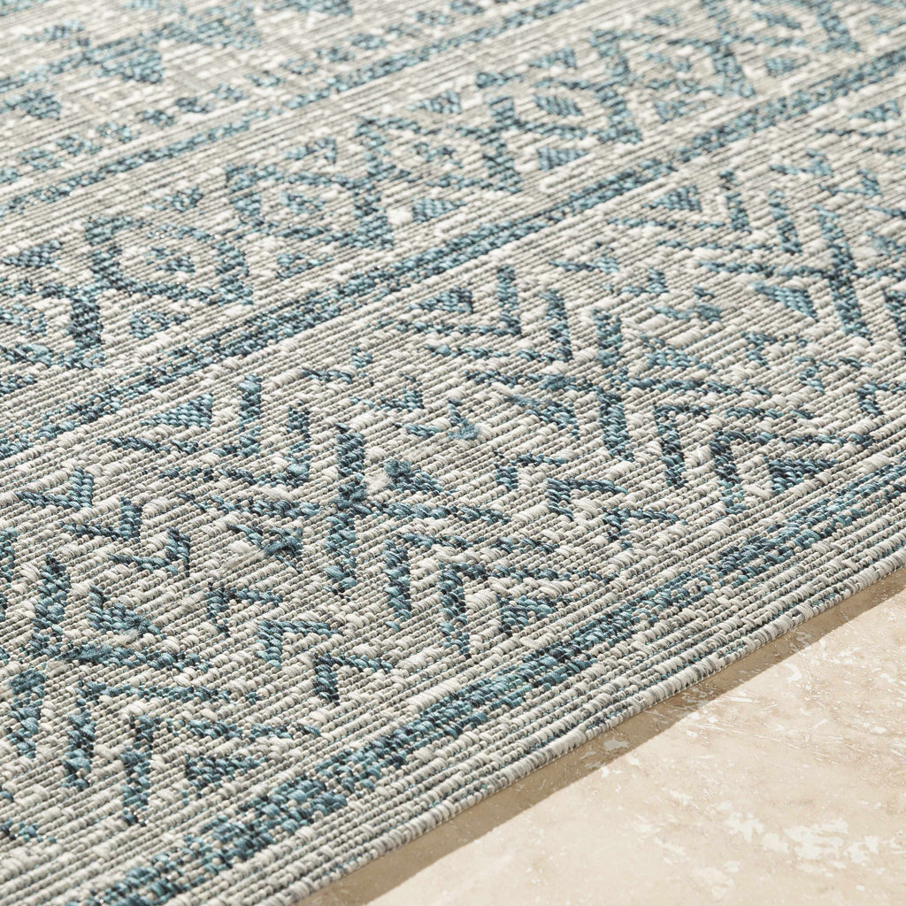 Novato Aqua All Over Pattern Performance Outdoor Rug