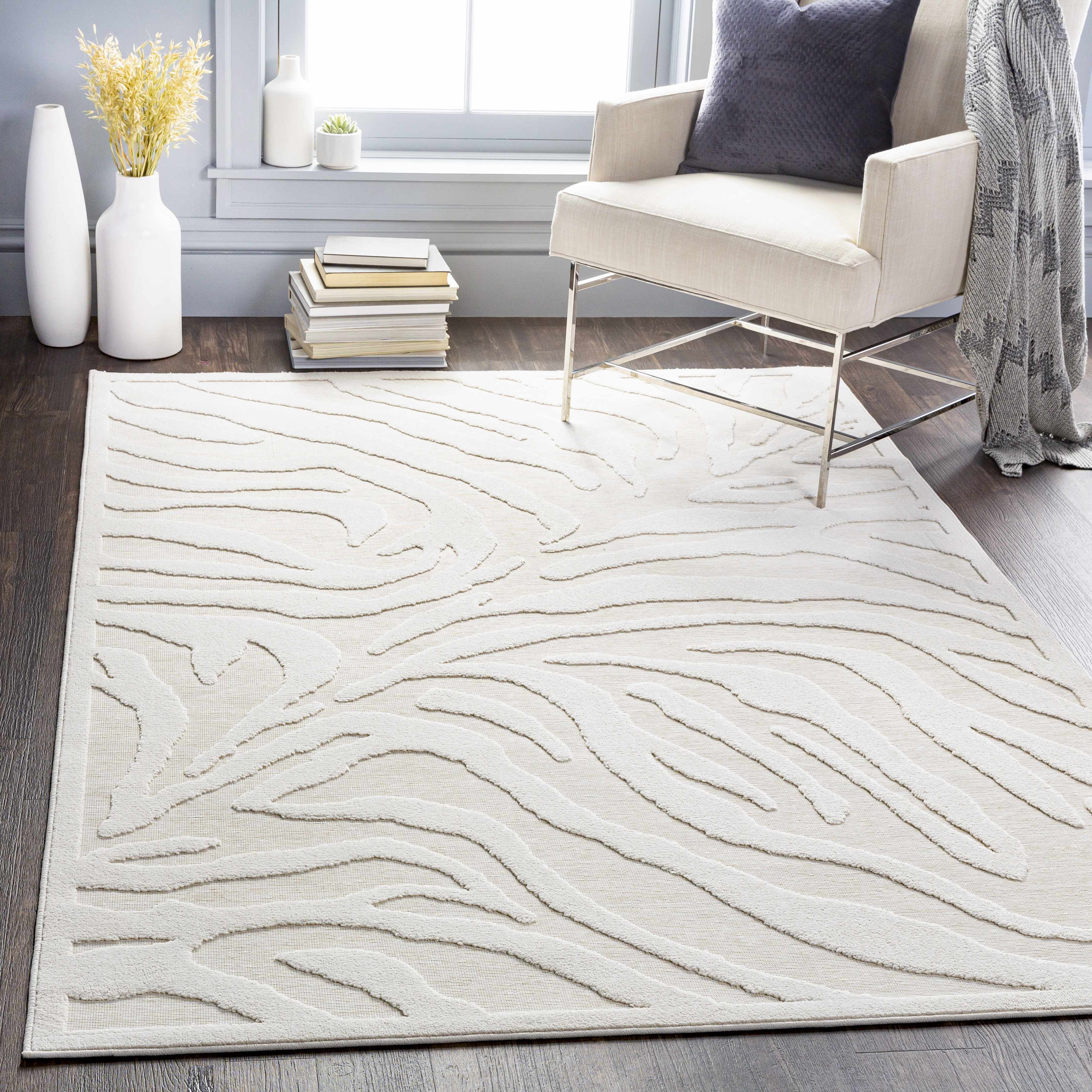 Benzonia 3D White Zebra Outdoor Rug