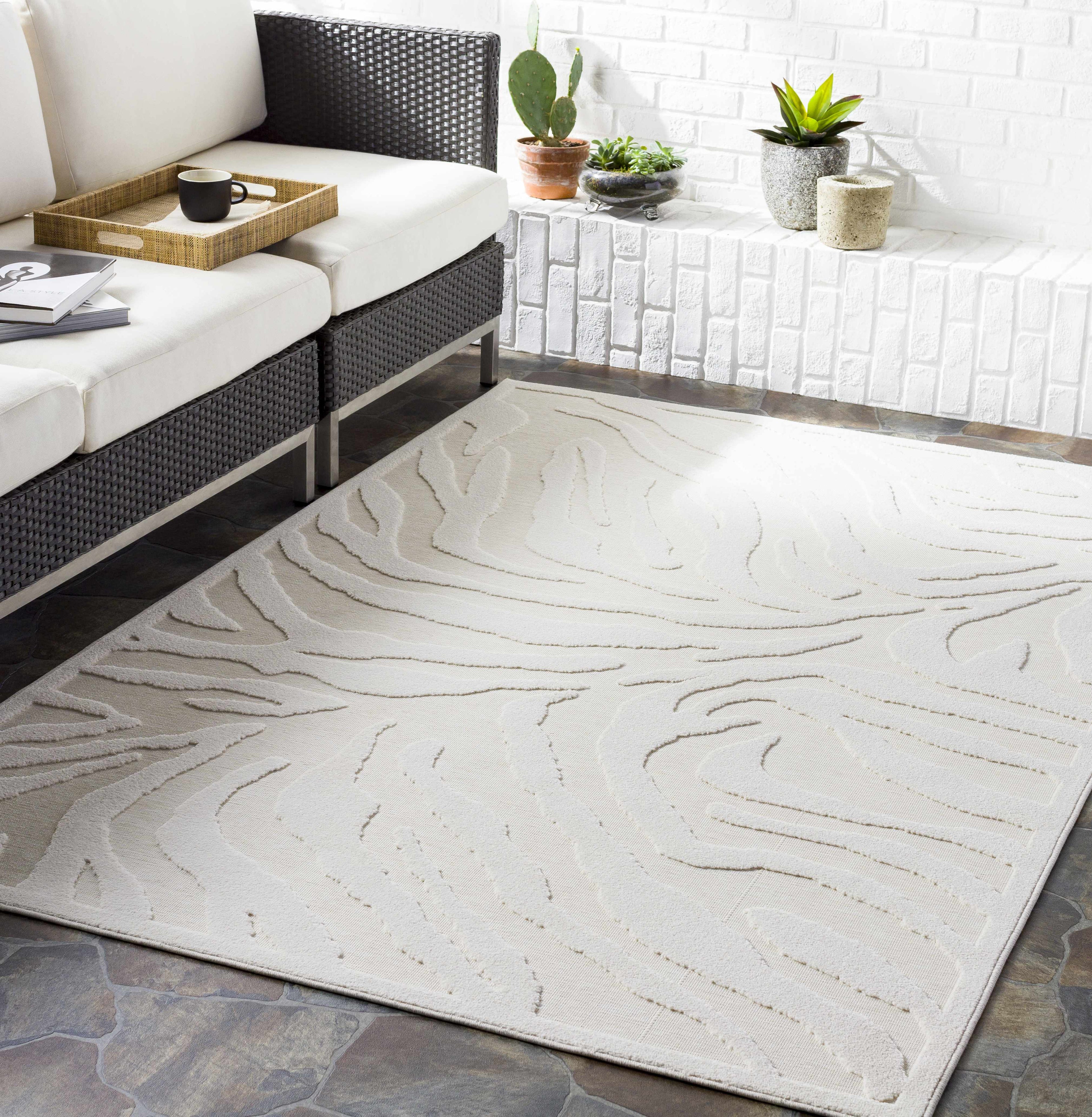 Benzonia 3D White Zebra Outdoor Rug
