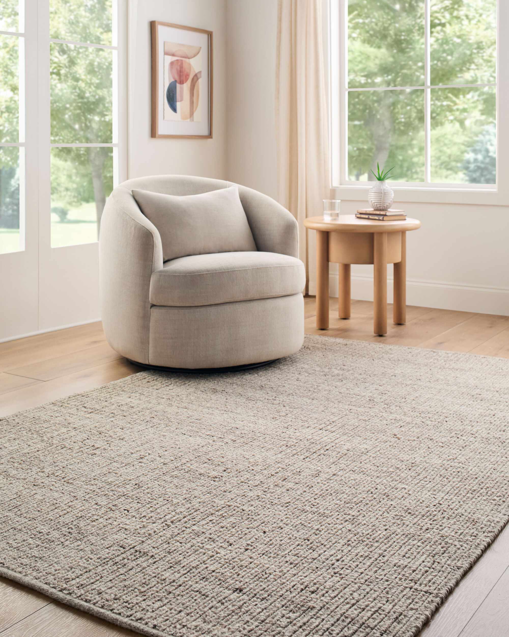 Nikie Taupe Abstract Hand Woven Wool Area Rug