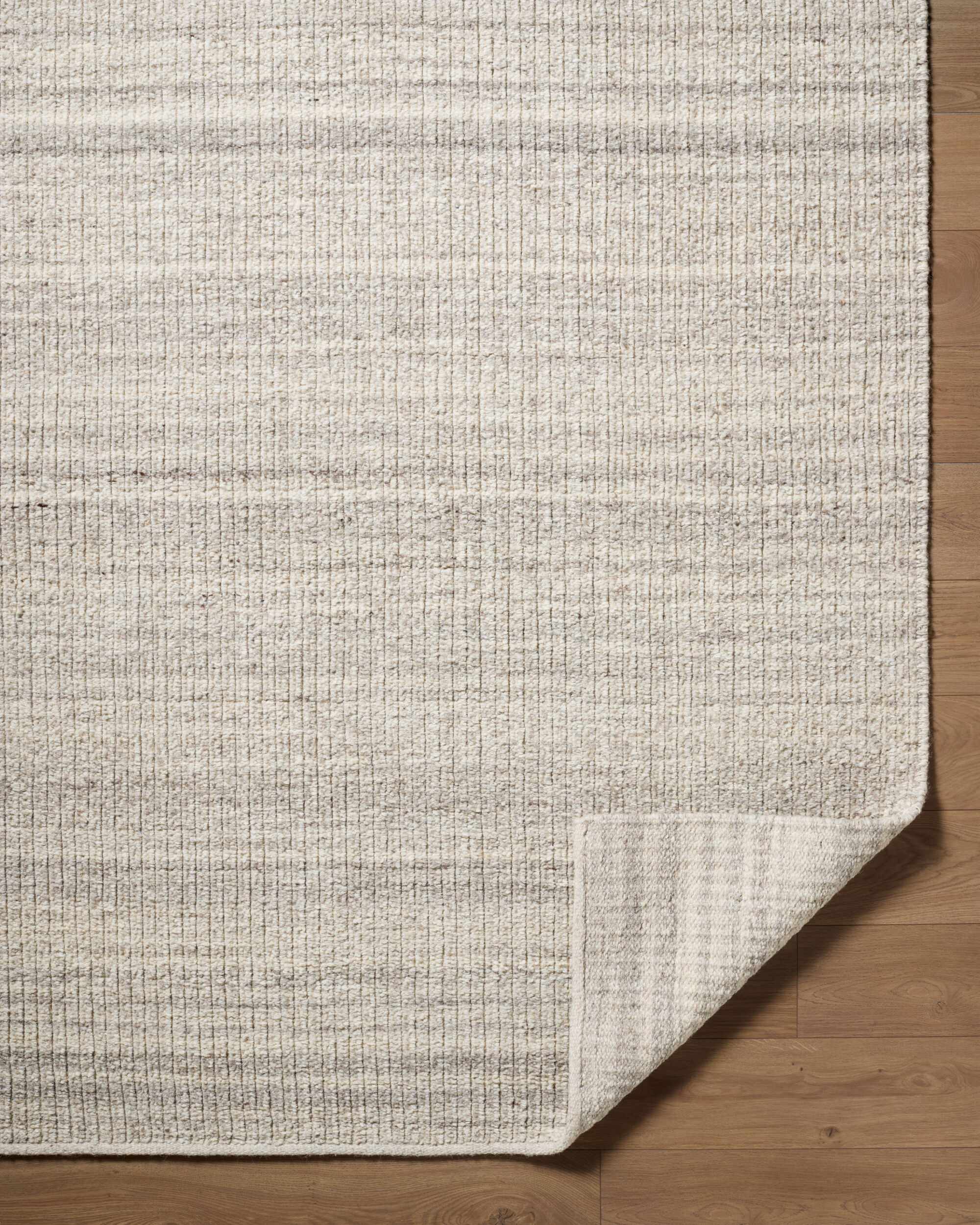 Fazou Light Gray Solid Hand Woven Wool Area Rug