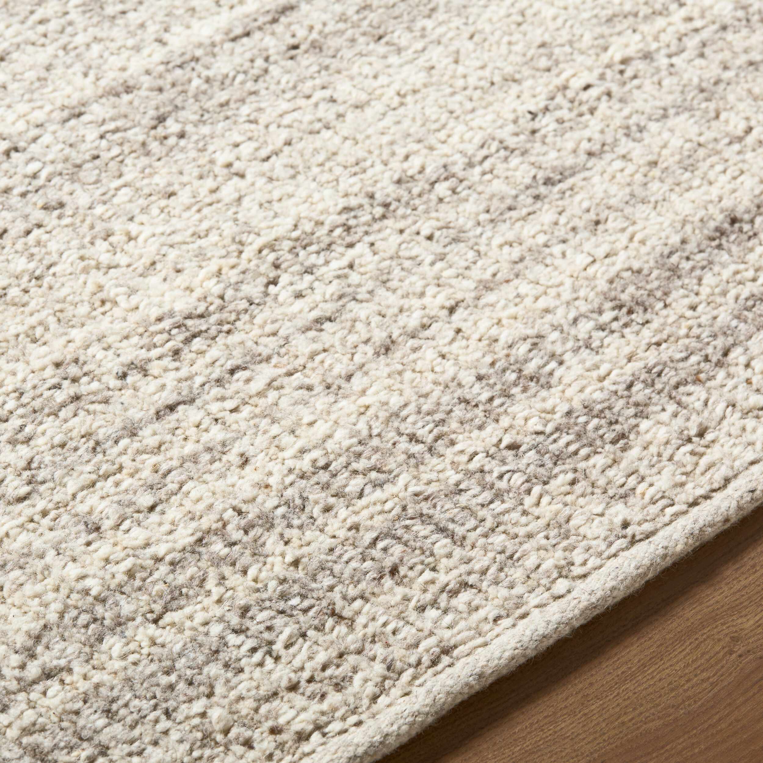 Fazou Light Gray Solid Hand Woven Wool Area Rug