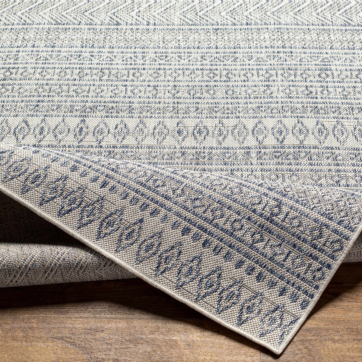 Madras Navy All Over Performance Outdoor Rug