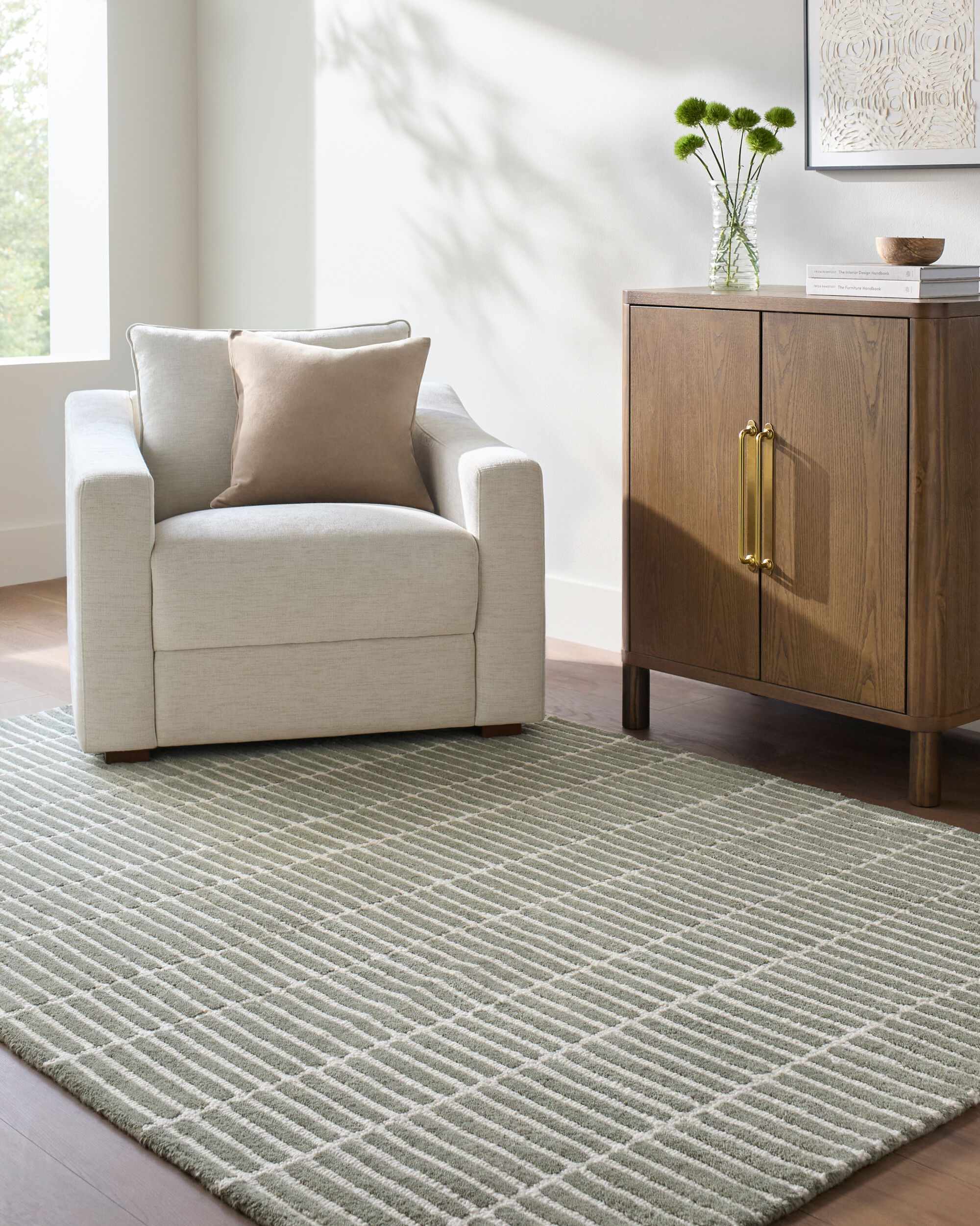 Finial Olive Wool Area Rug