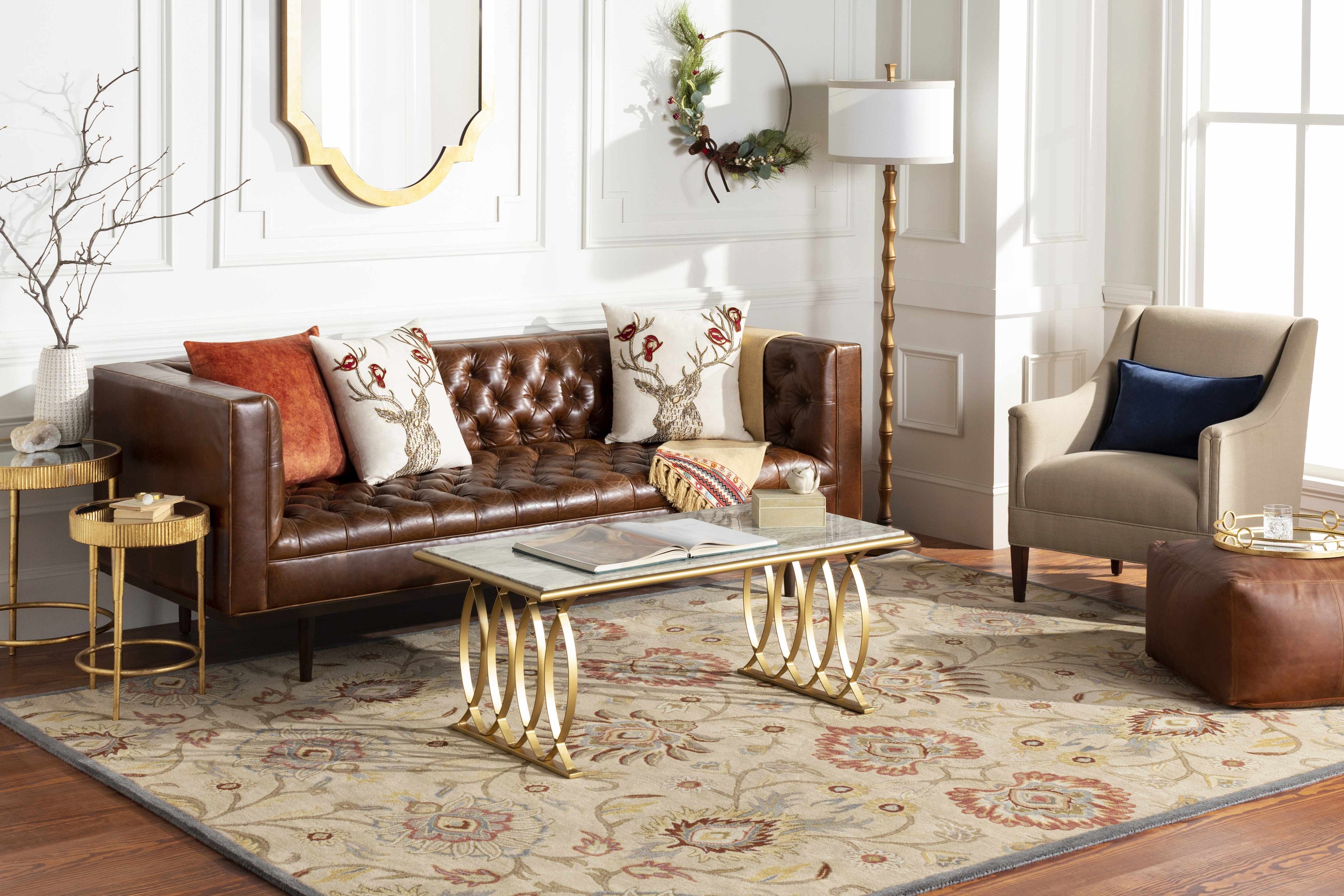 Caesar 1116 Hand Tufted Beige & Rust Wool Rug