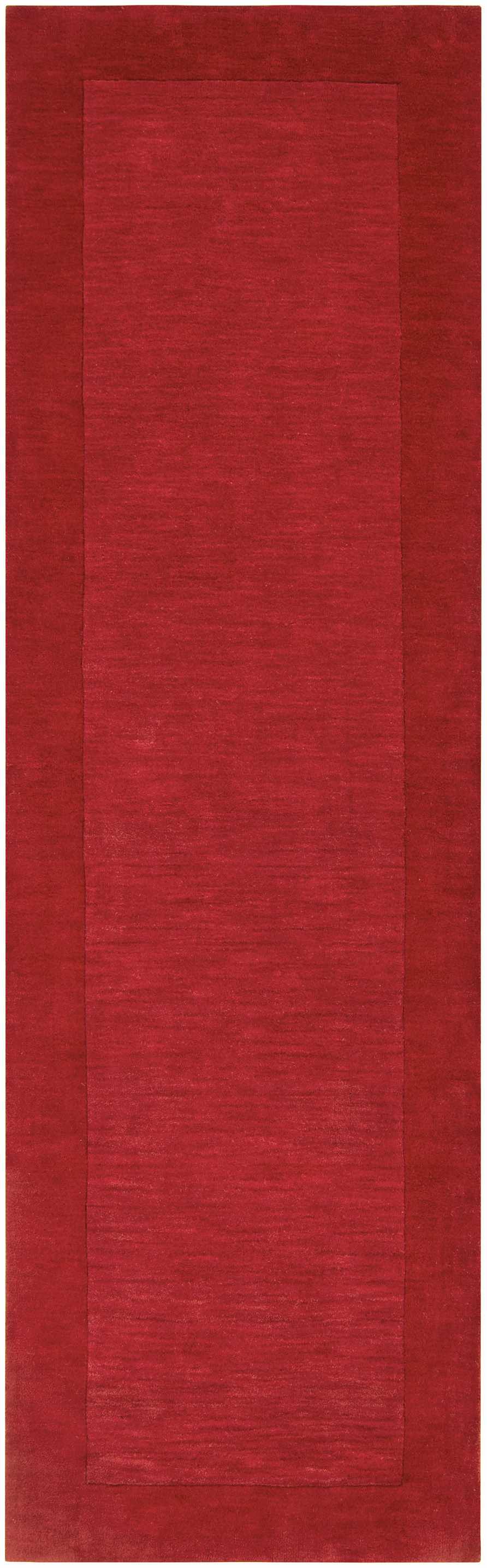 Bordered Solid Red Wool Rug