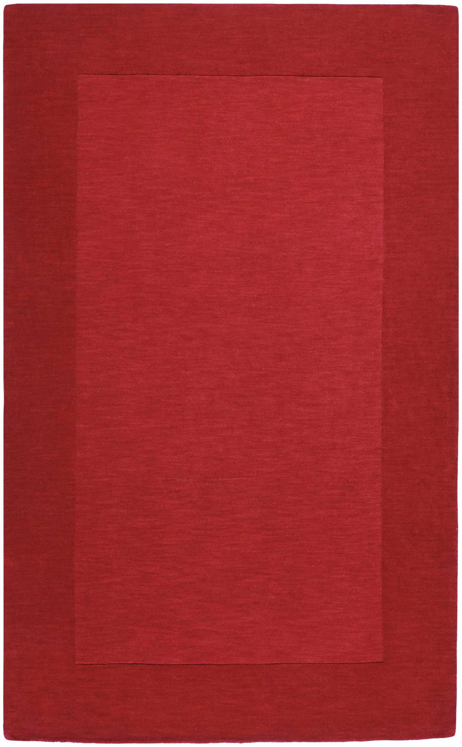 Bordered Solid Red Wool Rug