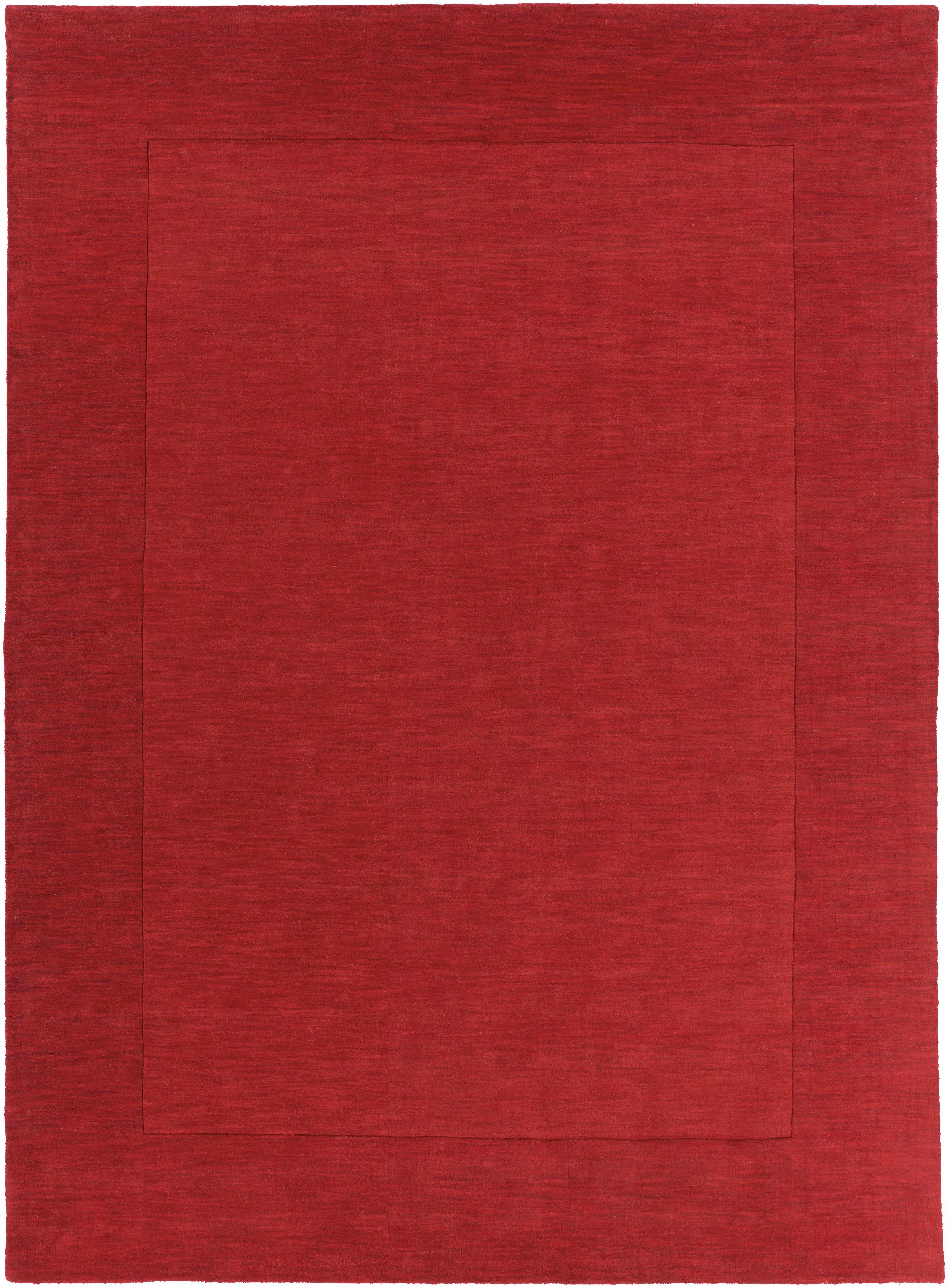 Bordered Solid Red Wool Rug