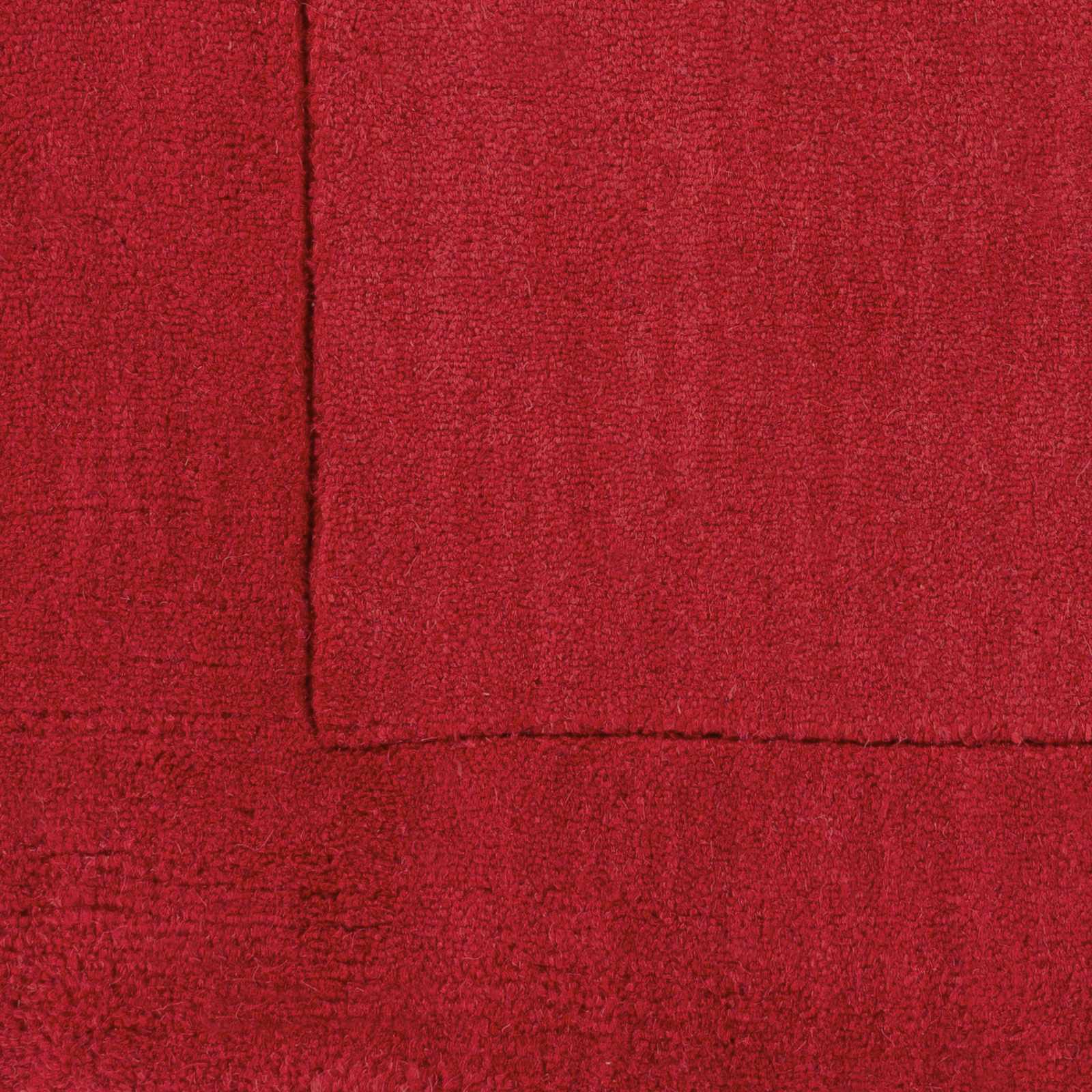 Bordered Solid Red Wool Rug