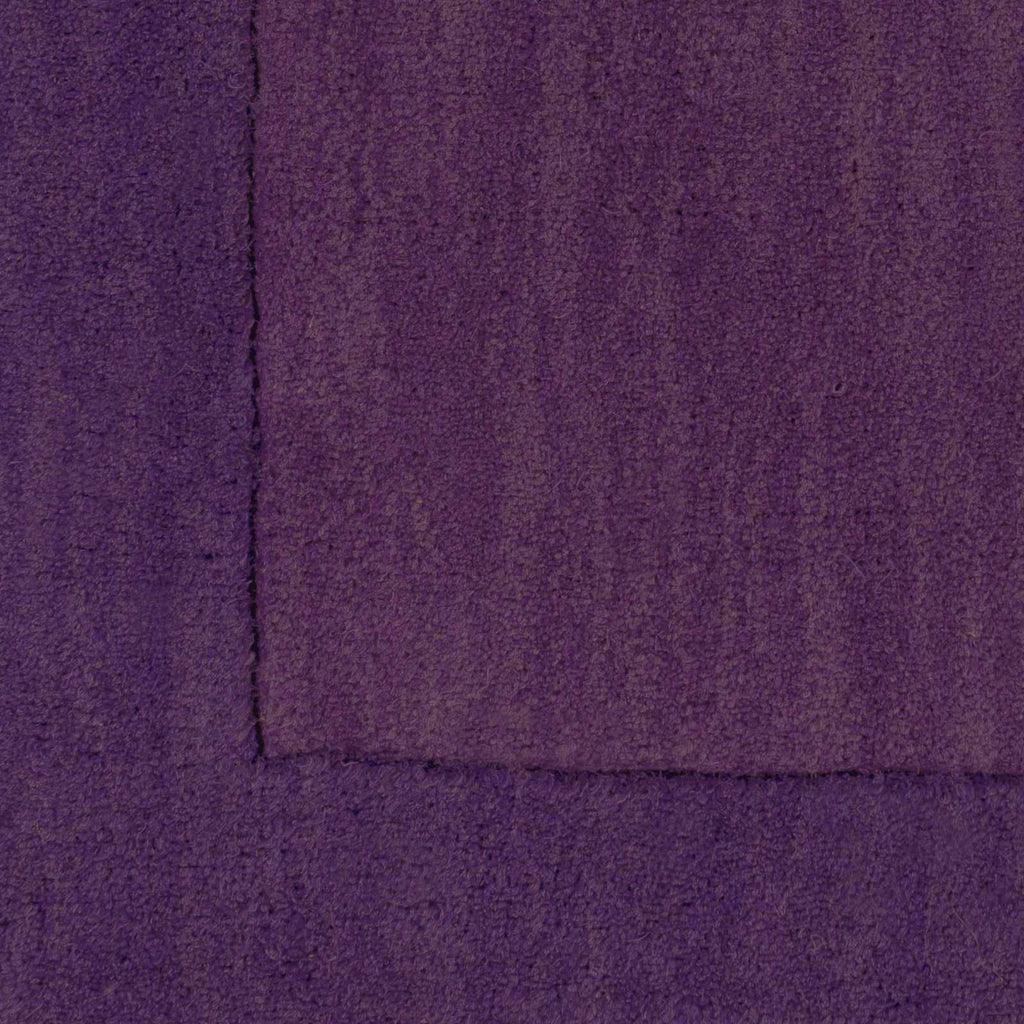 Bordered Solid Plum Purple Wool Rug