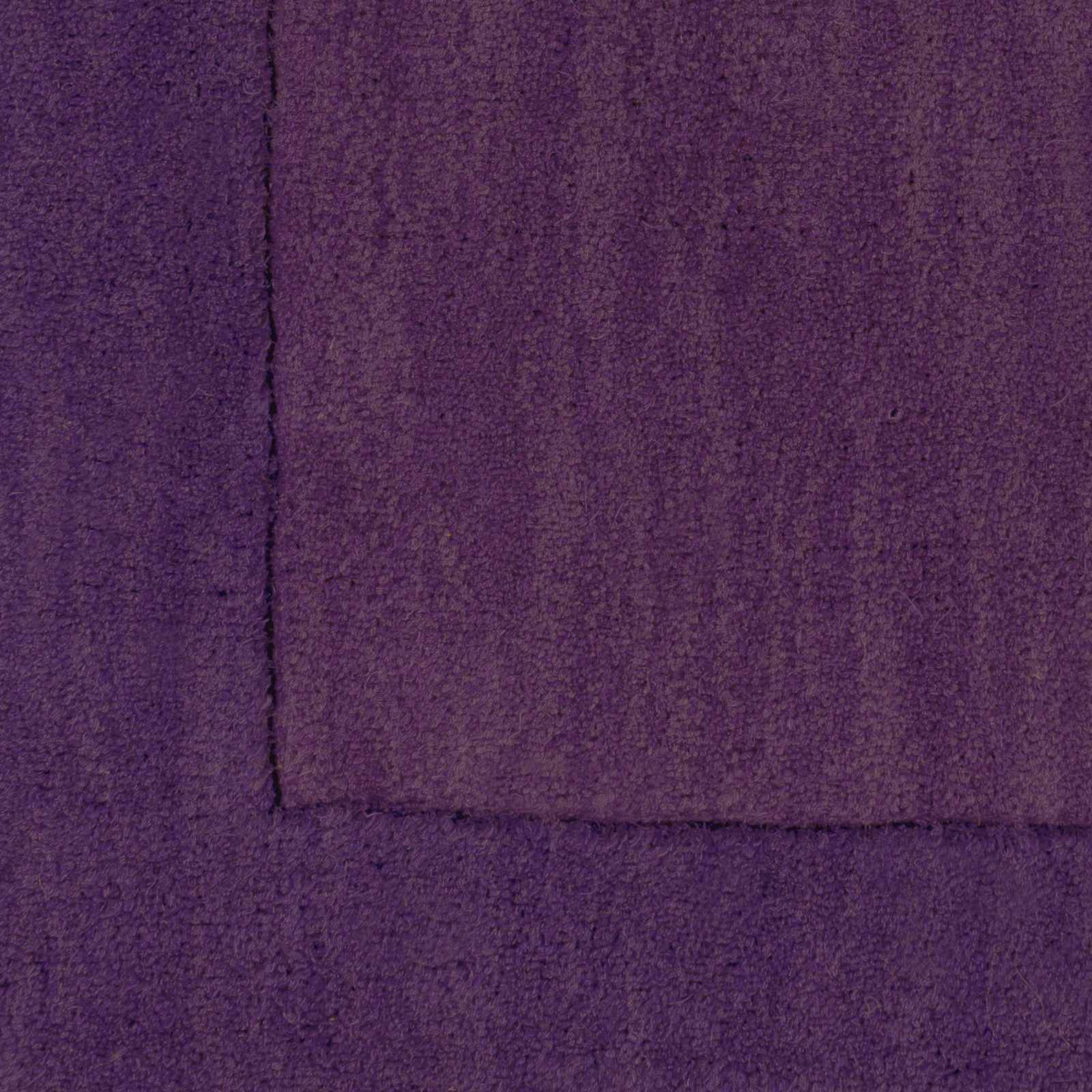 Bordered Solid Plum Purple Wool Rug