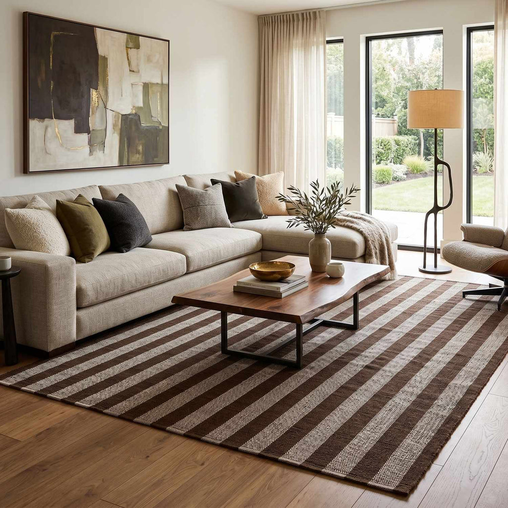 Carpeneto Brown Striped Outdoor Area Rug
