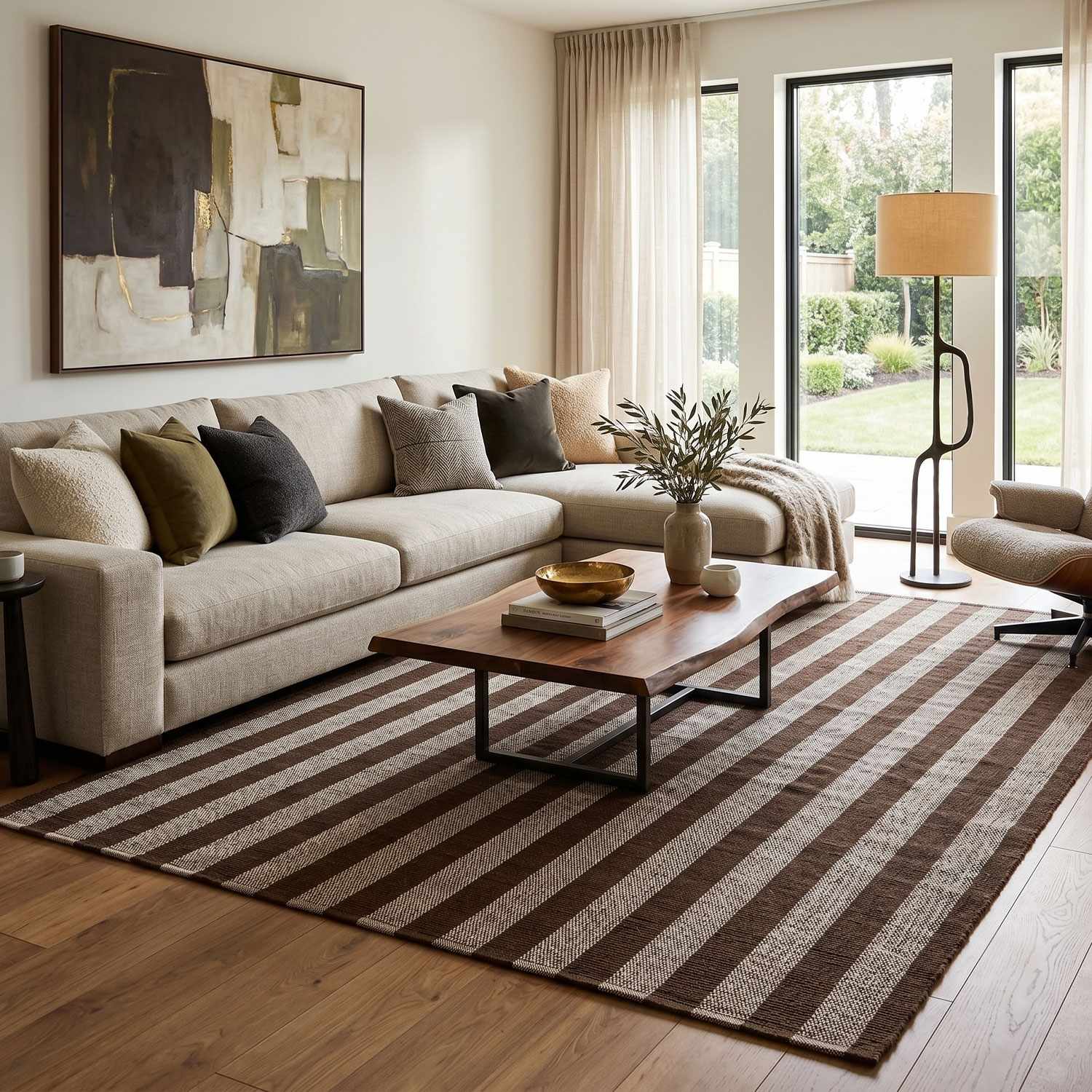 Carpeneto Brown Striped Outdoor Area Rug