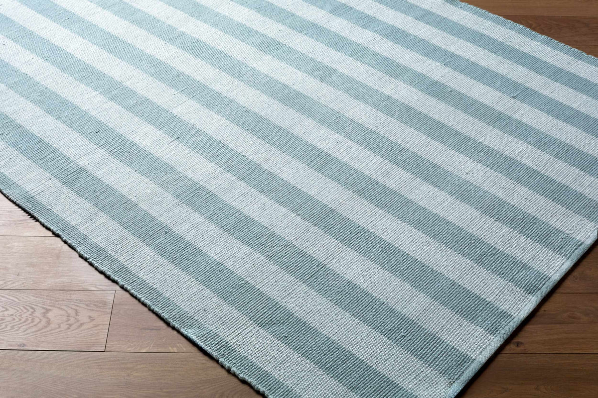 Carpeneto Dusty Blue Striped Outdoor Area Rug