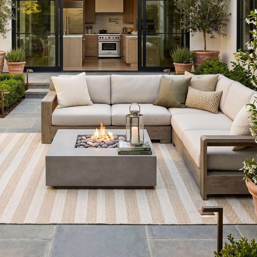 Carpeneto Beige Striped Outdoor Area Rug