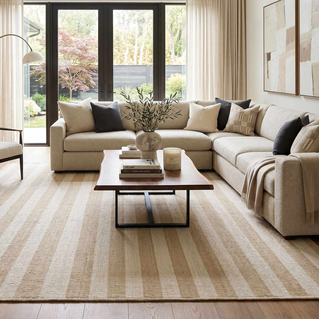 Carpeneto Beige Striped Outdoor Area Rug