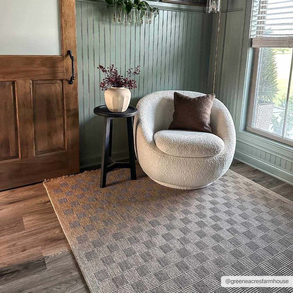 Jurek Beige & Brown Checkered Outdoor Area Rug