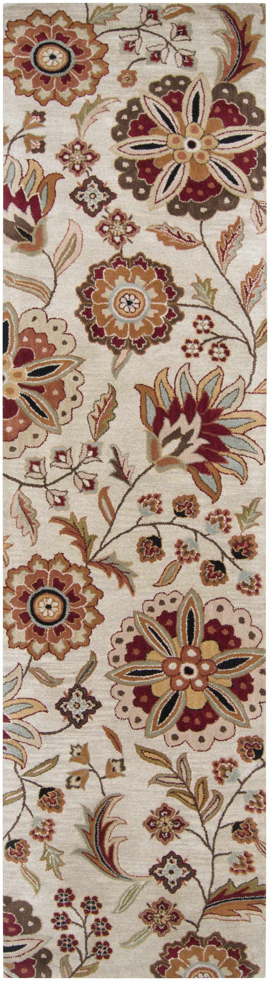 Longford Beige Floral Hand Tufted Wool Carpet
