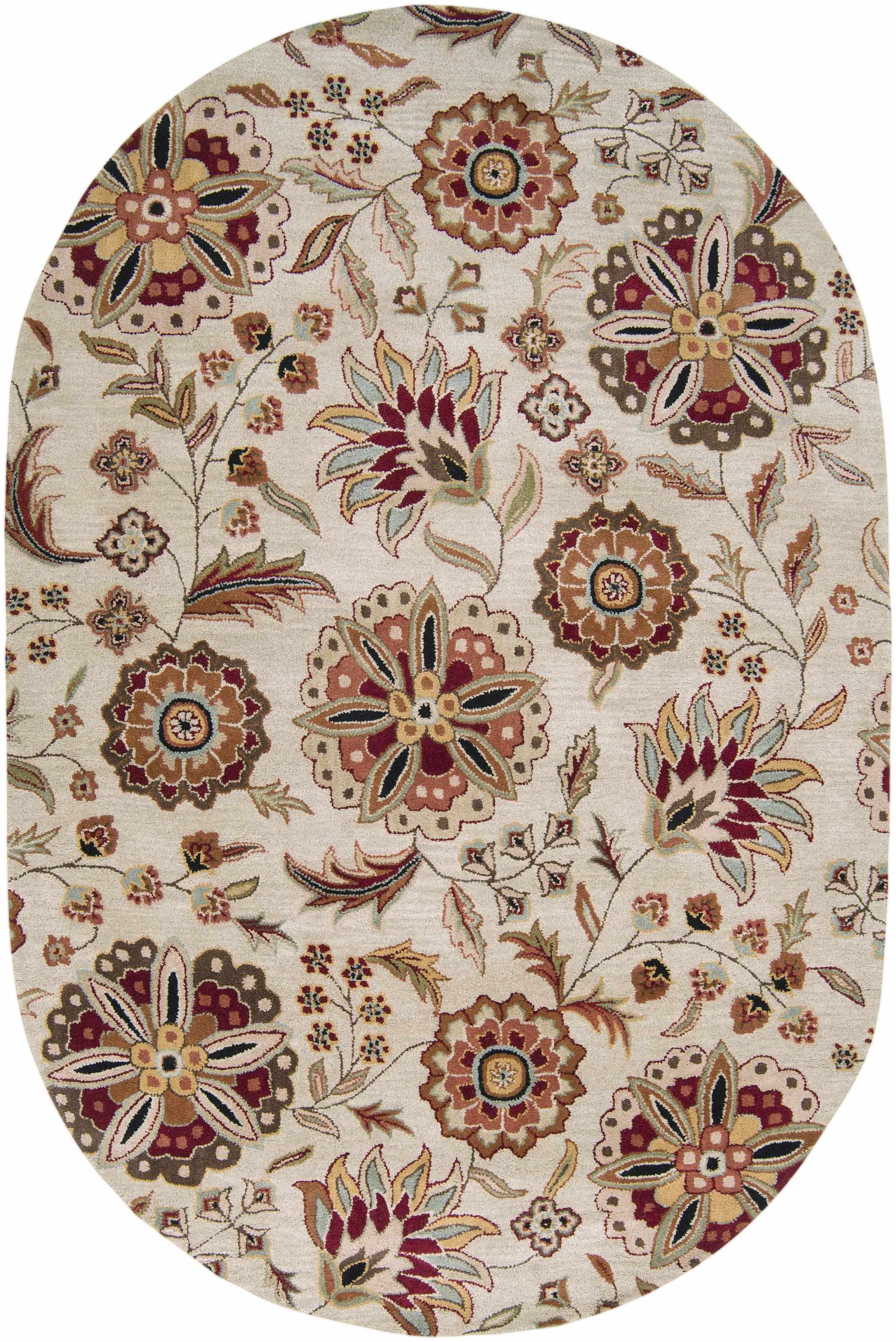 Longford Beige Floral Hand Tufted Wool Carpet