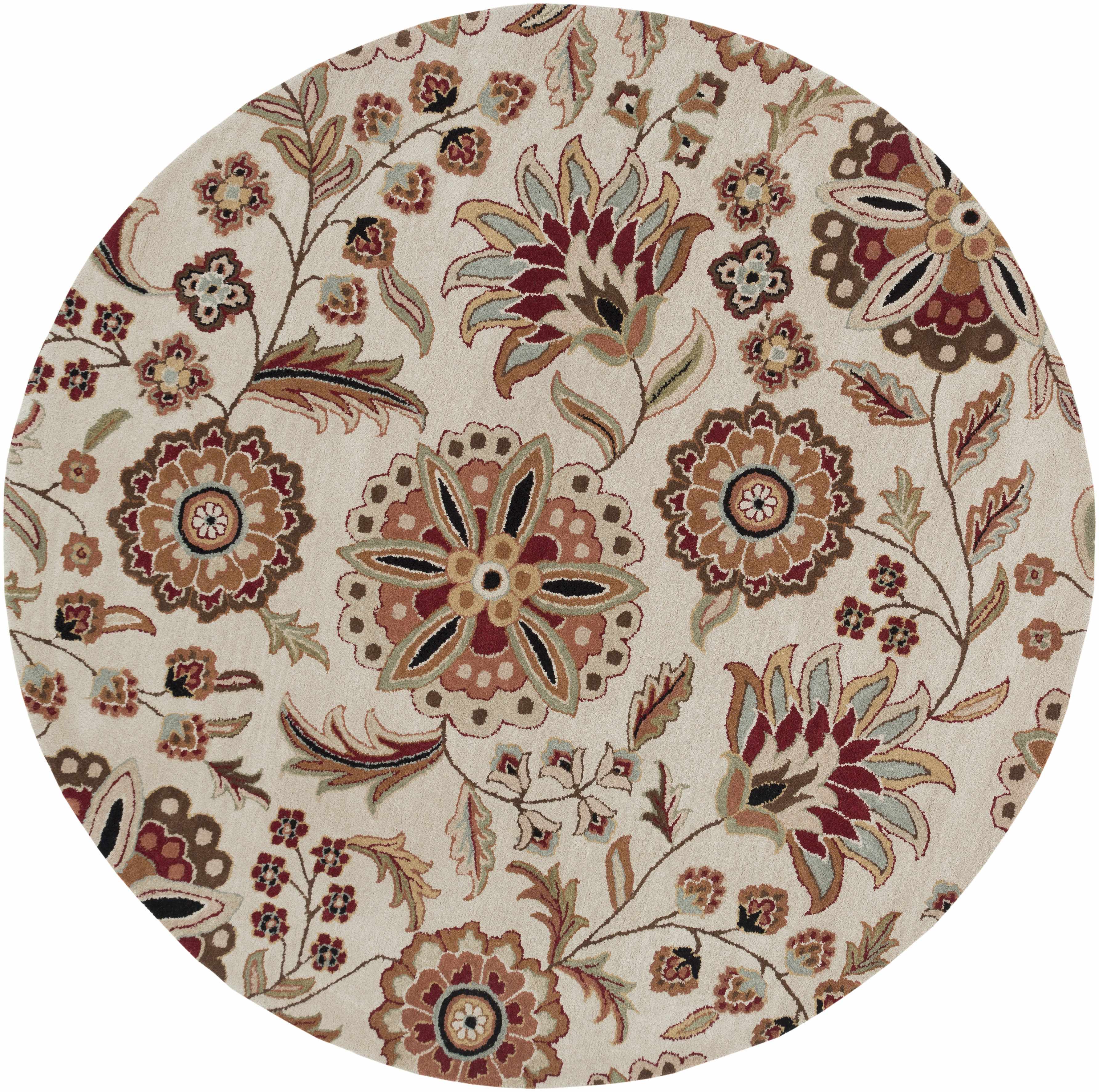 Longford Beige Floral Hand Tufted Wool Carpet