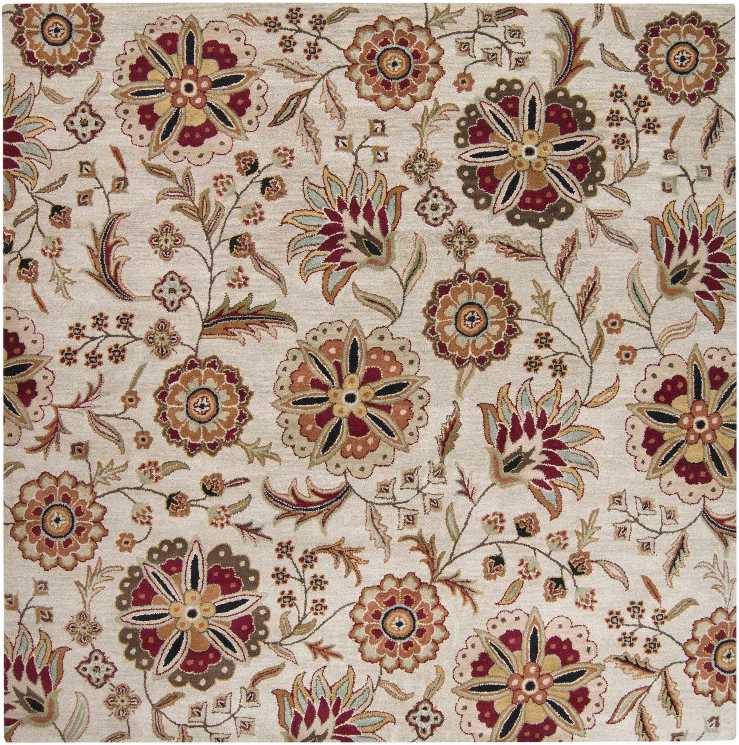 Longford Beige Floral Hand Tufted Wool Carpet
