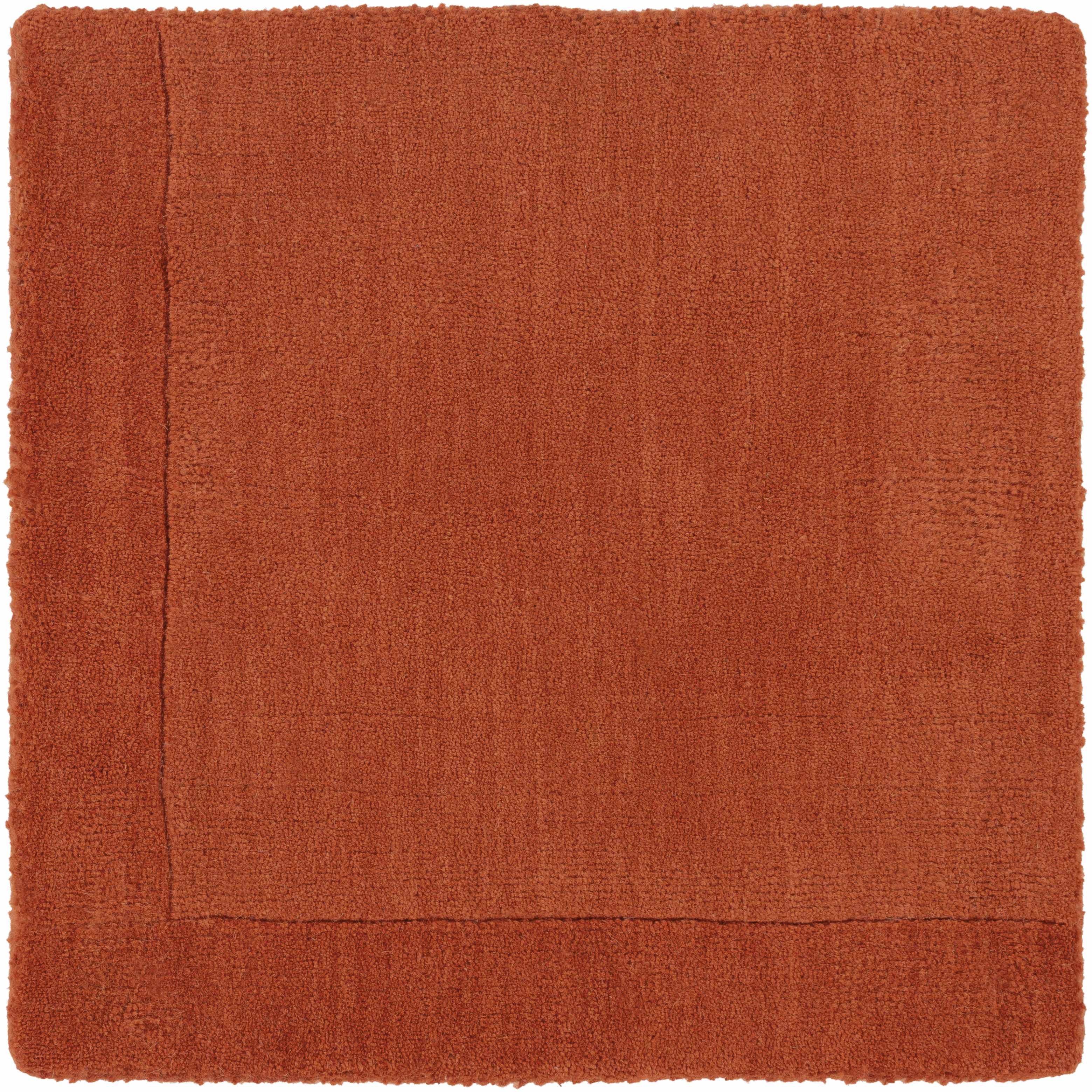 Bordered Solid Brick Red Wool Rug