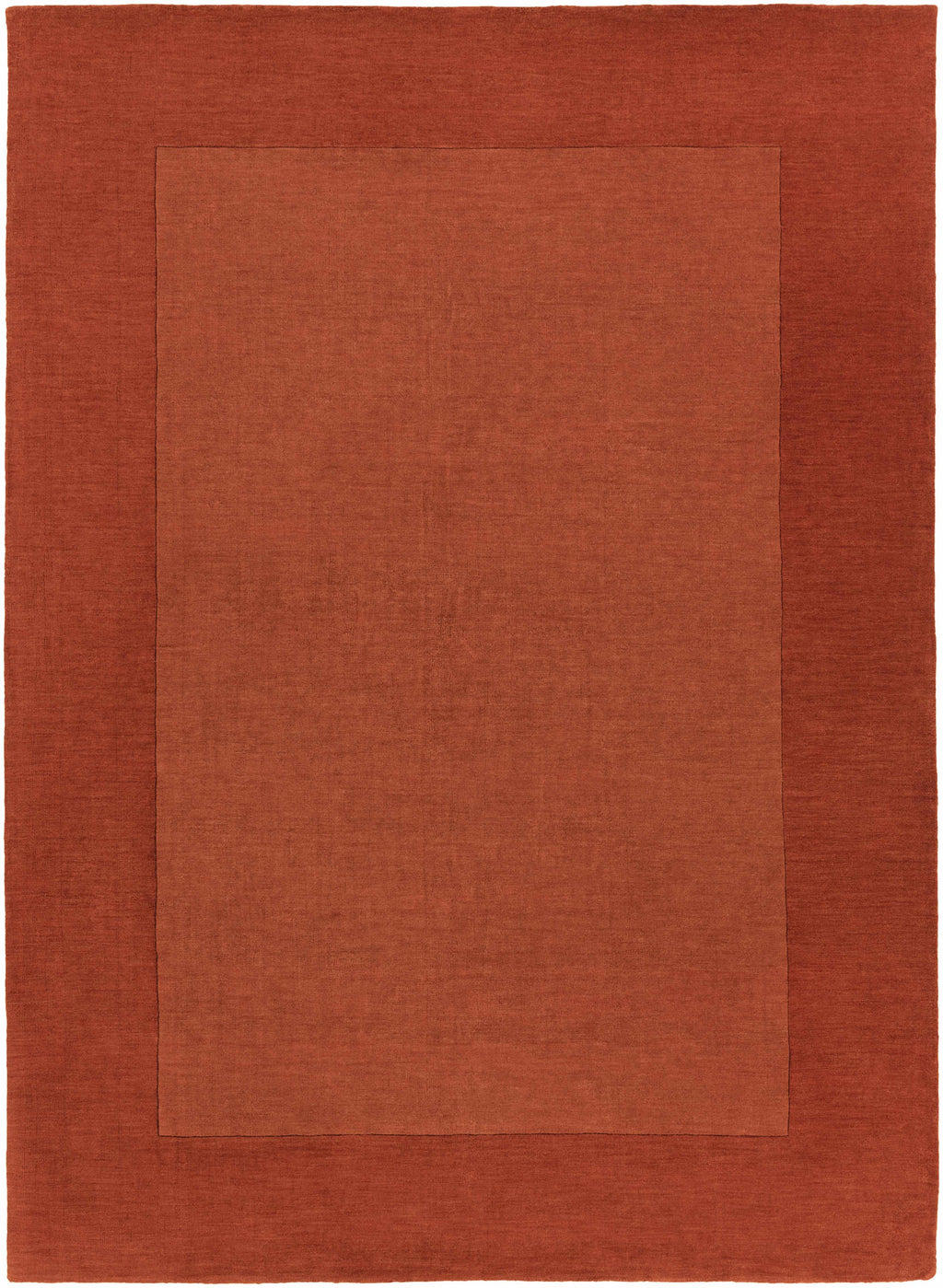 Bordered Solid Brick Red Wool Rug