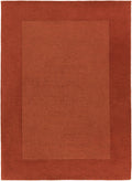 Bordered Solid Brick Red Wool Rug