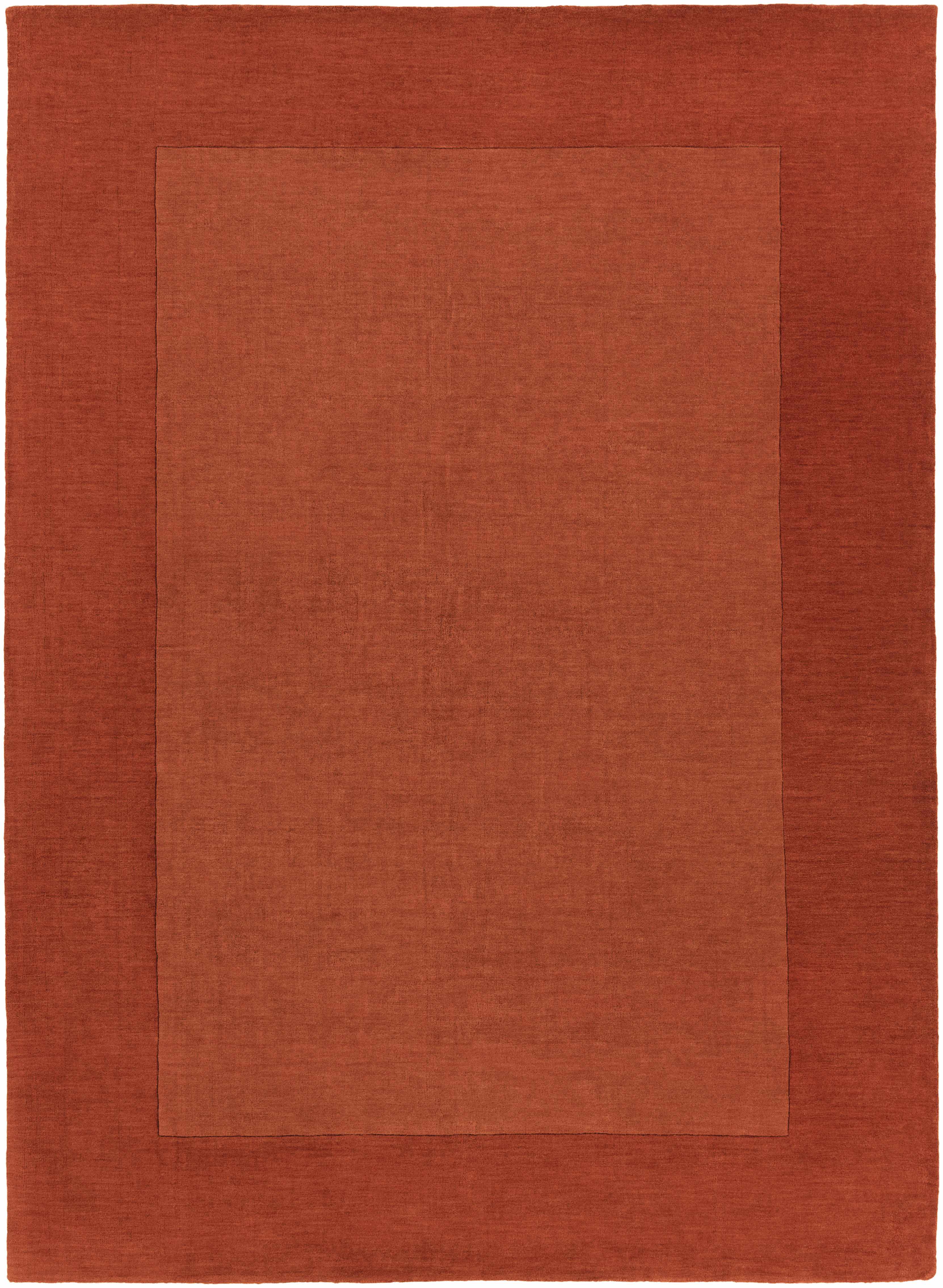 Bordered Solid Brick Red Wool Rug
