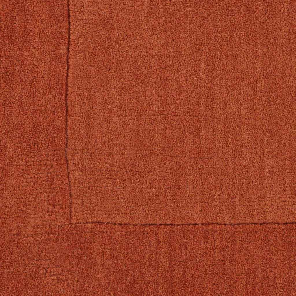 Bordered Solid Brick Red Wool Rug