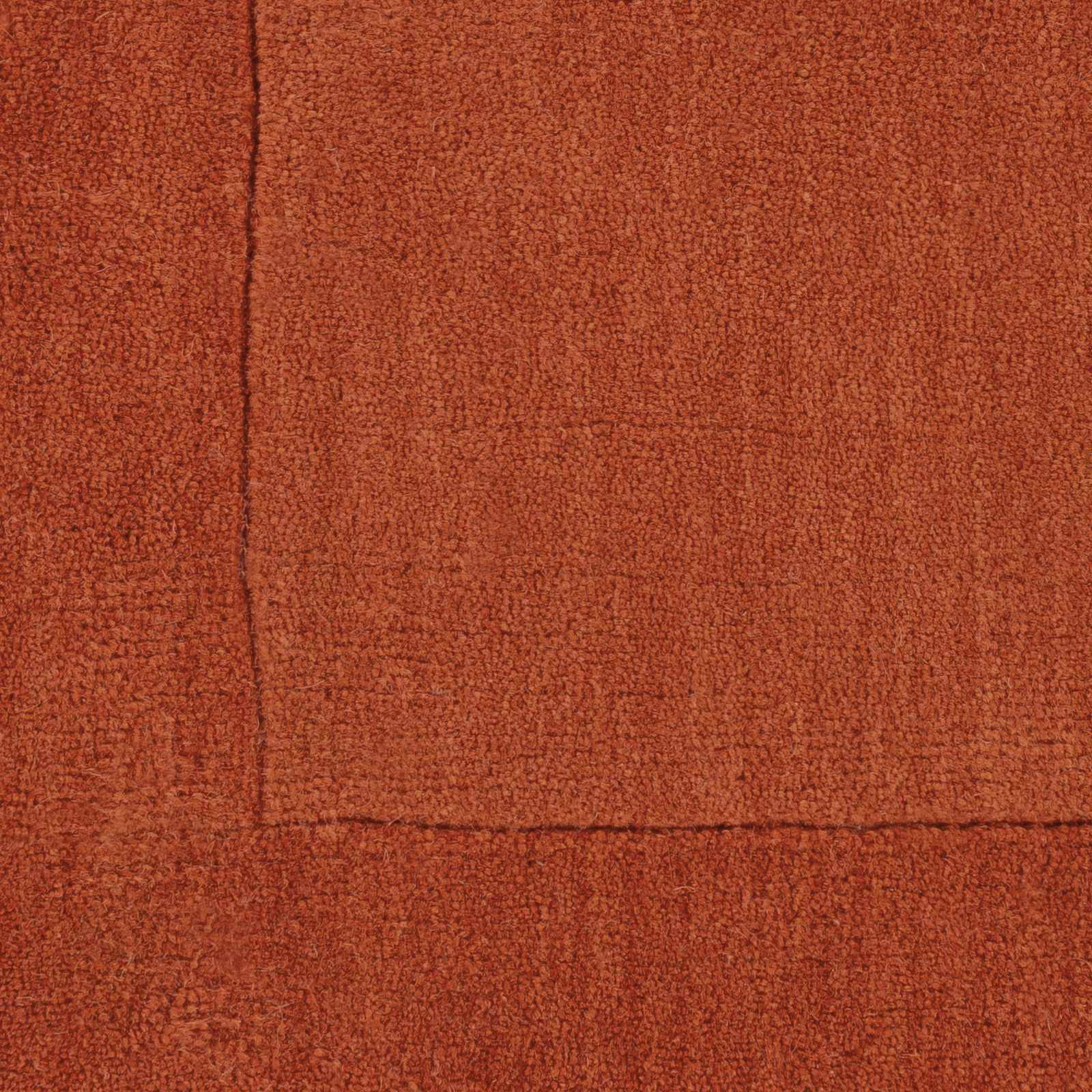Bordered Solid Brick Red Wool Rug
