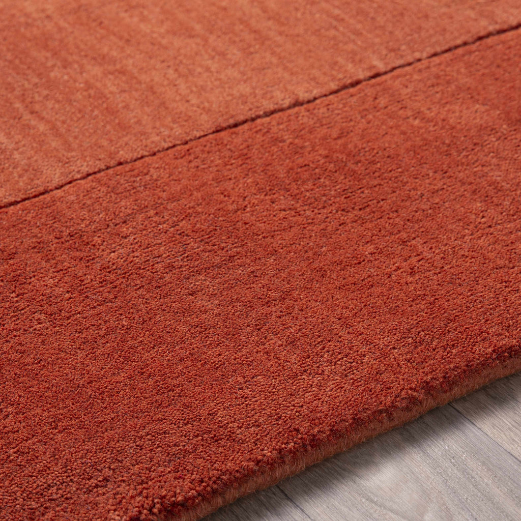 Bordered Solid Brick Red Wool Rug
